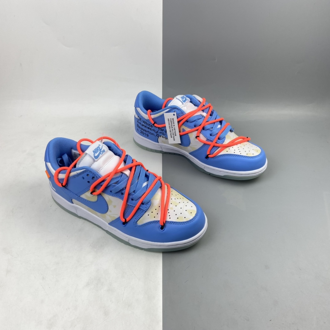 P360 Off-White x Futura x Dunk OW ”Coast” 联名款北卡蓝配色复古滑板鞋 DD0856-403