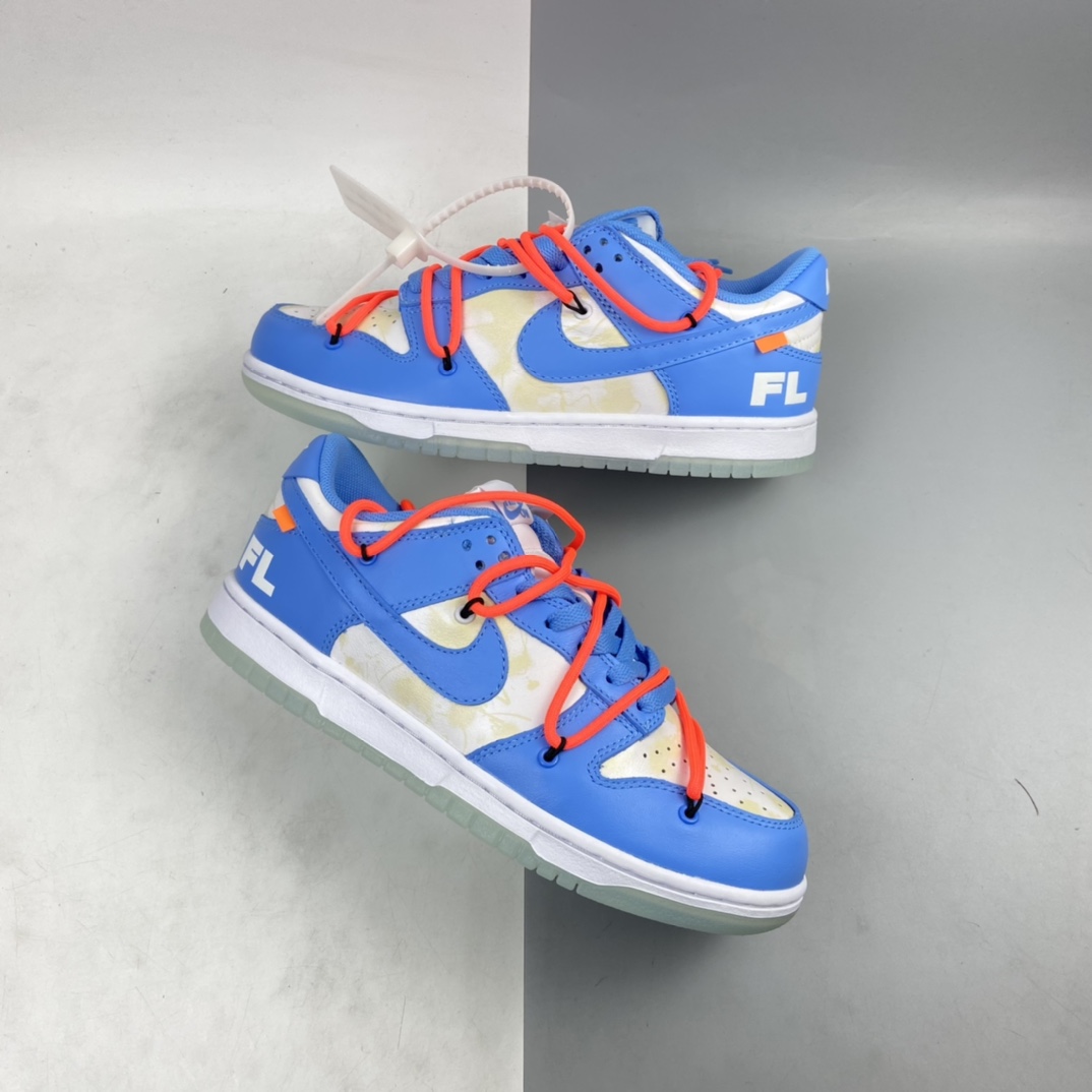 P360 Off-White x Futura x Dunk OW ”Coast” 联名款北卡蓝配色复古滑板鞋 DD0856-403