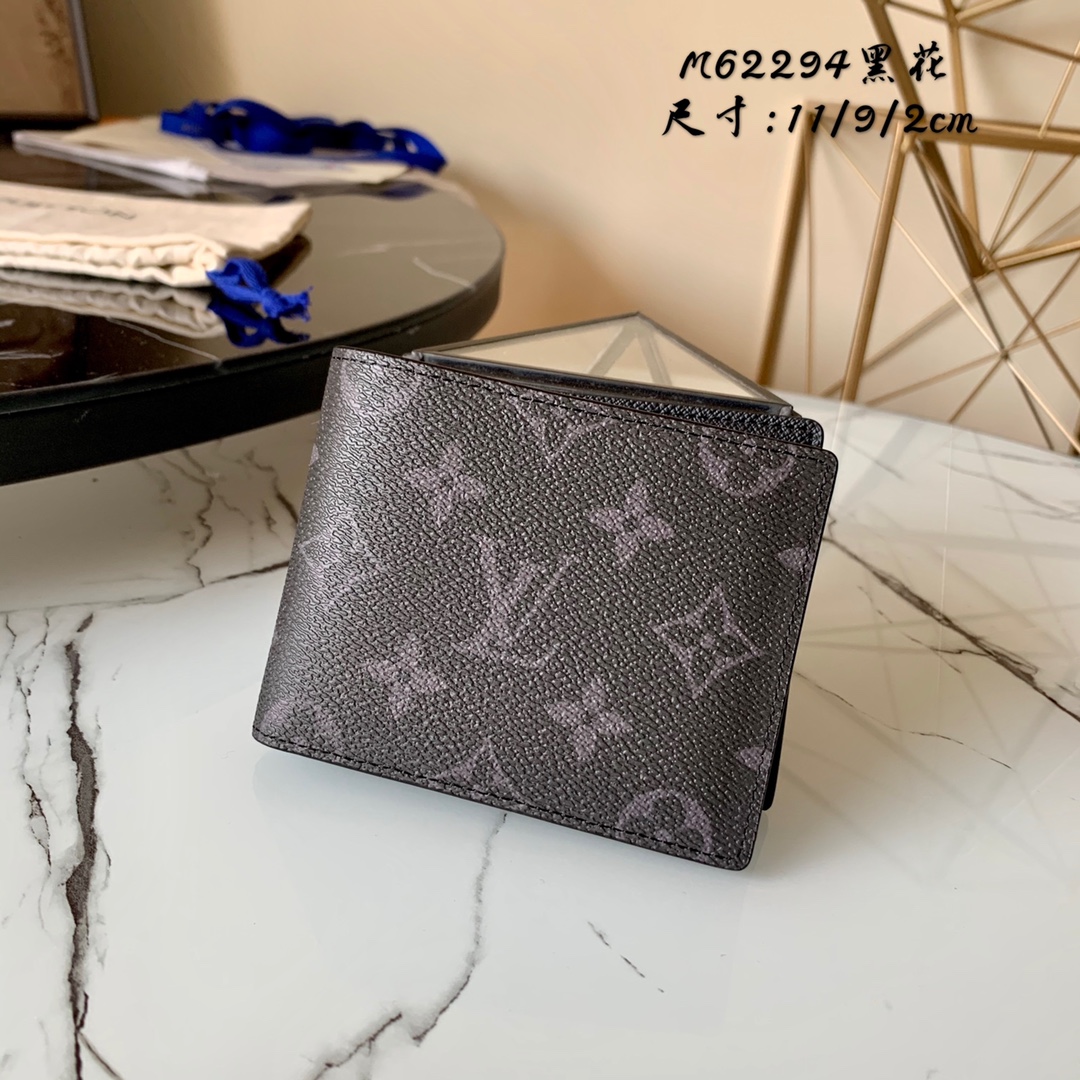 Louis Vuitton Wallet Black Monogram Eclipse Canvas M62294