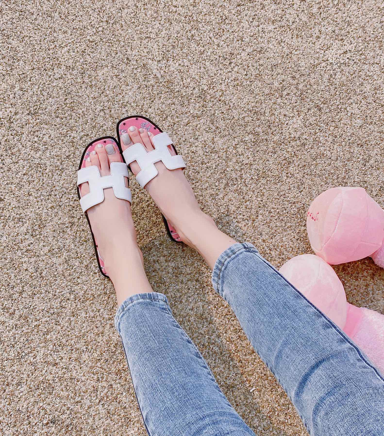 NO:253978,Super beautiful pink star footrest - official website. New H flat-soled Oran slippers, slippers, slippers19860909超美粉色星星垫脚-官网.新款H平底Oran拖鞋,拖鞋,slippers,Women's Shoes