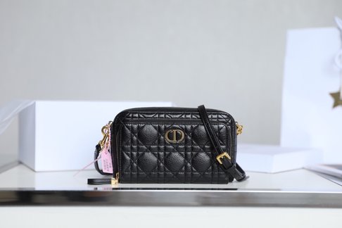 Dior Caro Clutches & Pouch Bags Black Cowhide