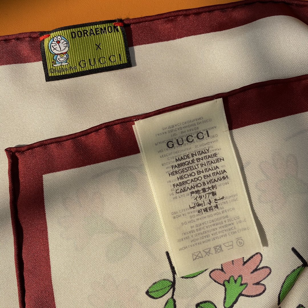Gucci x Doraemon Silk Scarf - Floral Design, 90x90cm, Spring/Summer Accessory 5 i1618200764 1446 3