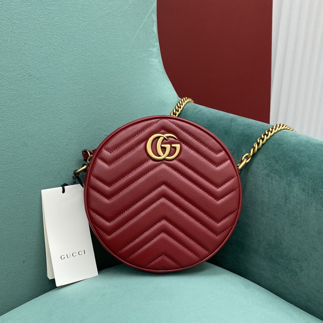 Gucci Marmont Sacos Bolsa cilíndrica Pele de vitelo Couro vaca Correntes