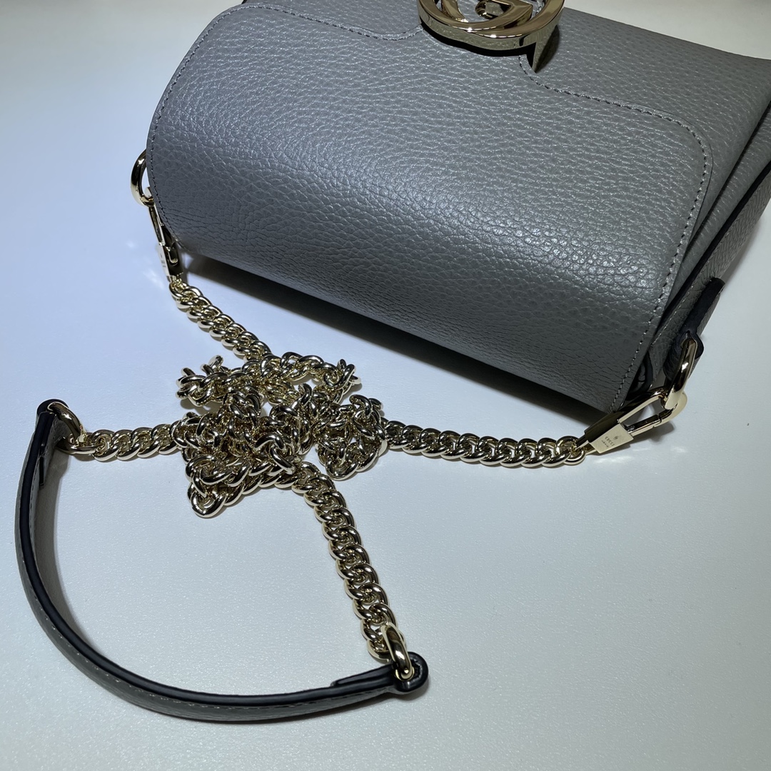 GUCCI古驰金属双G压扣小牛皮单肩斜跨包607720
