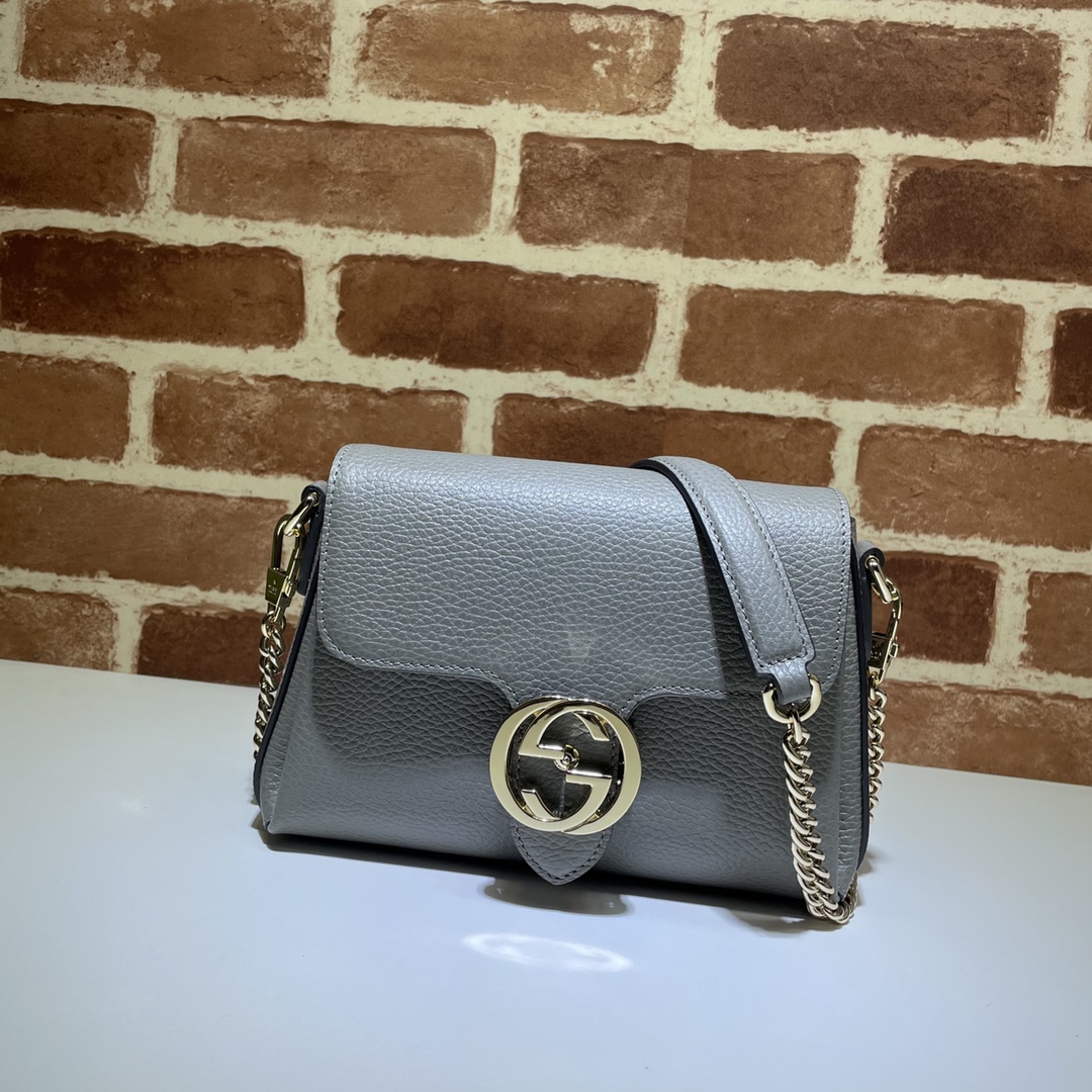 GUCCI古驰金属双G压扣小牛皮单肩斜跨包607720