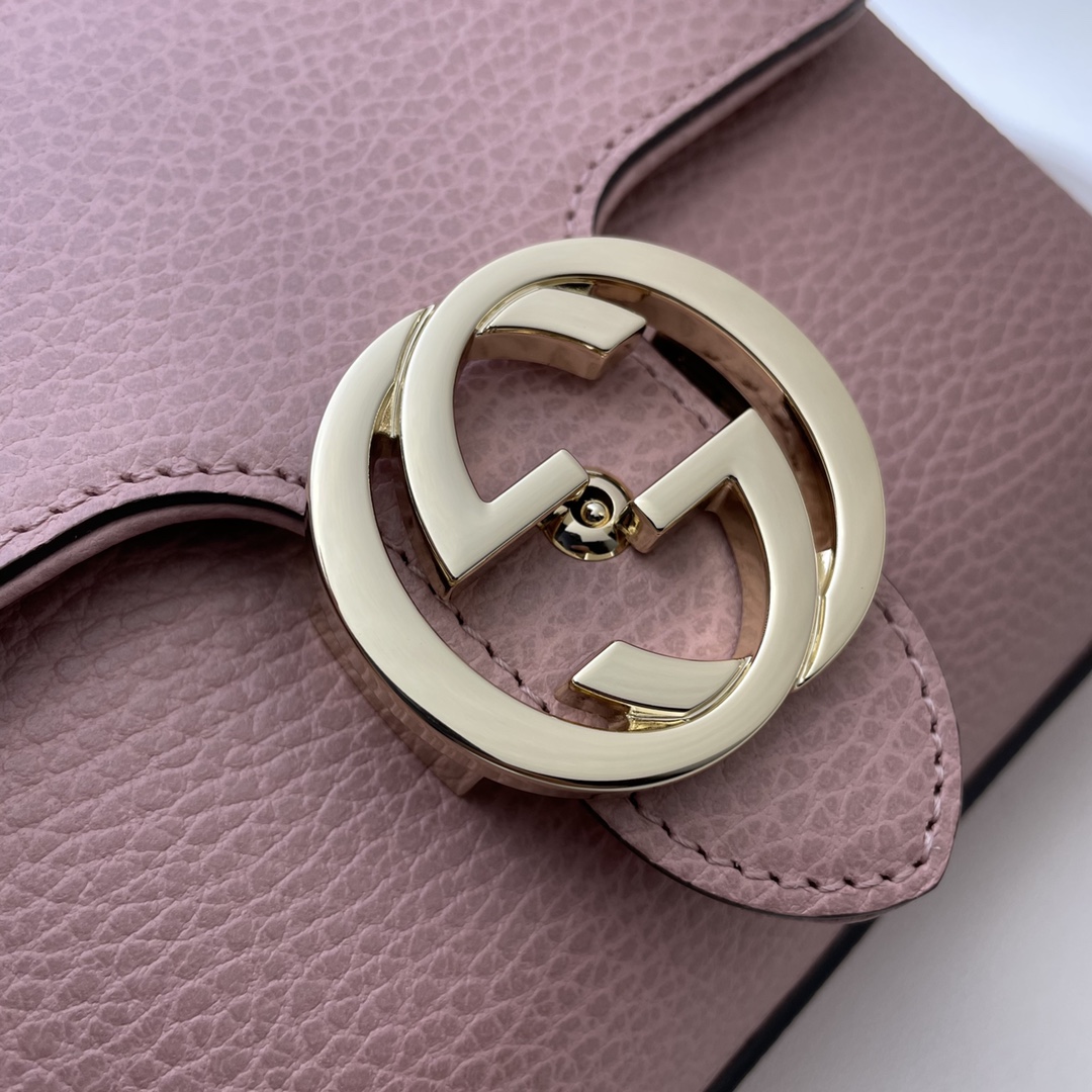 GUCCI古驰金属双G压扣小牛皮单肩斜跨包607720