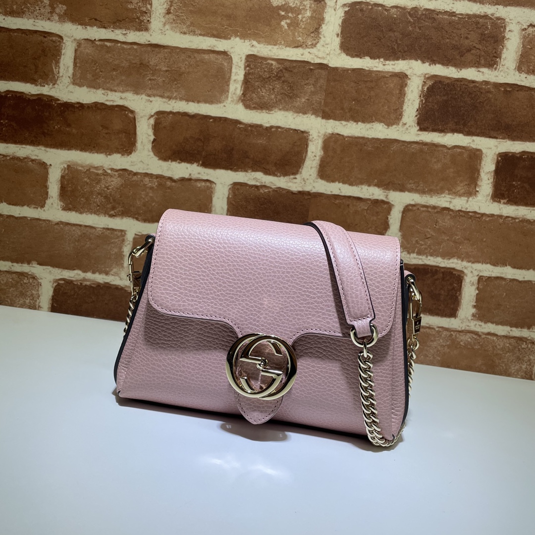 GUCCI古驰金属双G压扣小牛皮单肩斜跨包607720