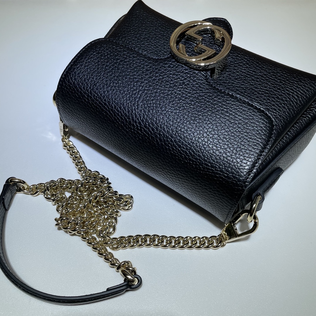 GUCCI古驰金属双G压扣小牛皮单肩斜跨包607720