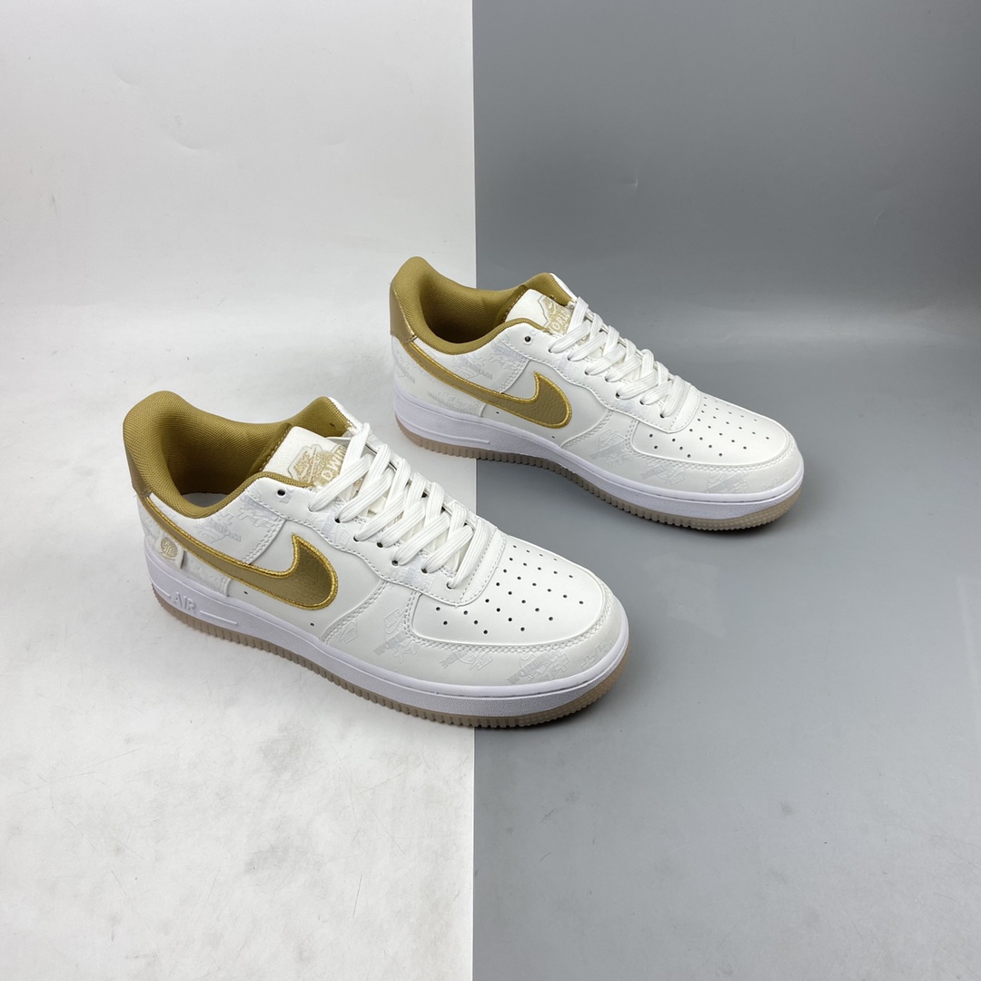 P240 Nk White Gold”空军一号经典低帮百搭休闲运动板鞋“皮革白金标印花”DA1343-170