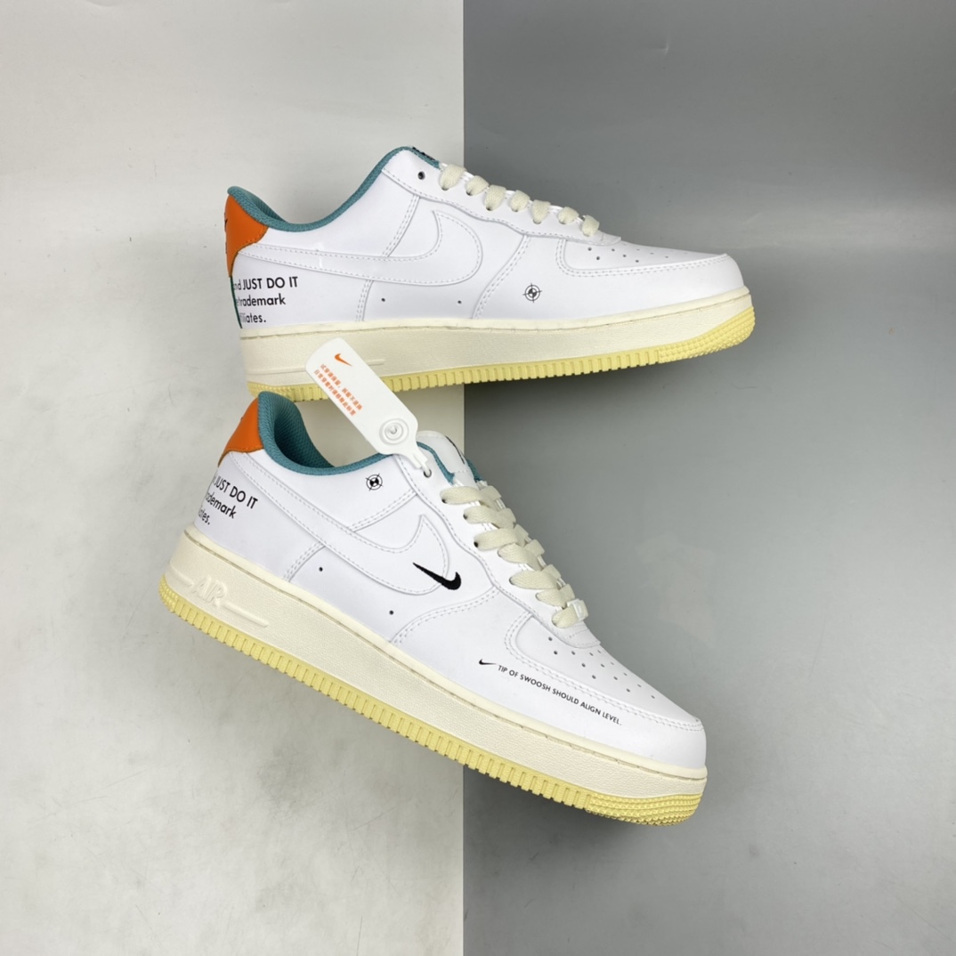 P240 Nk Air Force 1’07 LE”Starfish”空军一号经典低帮百搭休闲运动板鞋“皮革白绿橙黑印花小OW双钩”DM0970-111