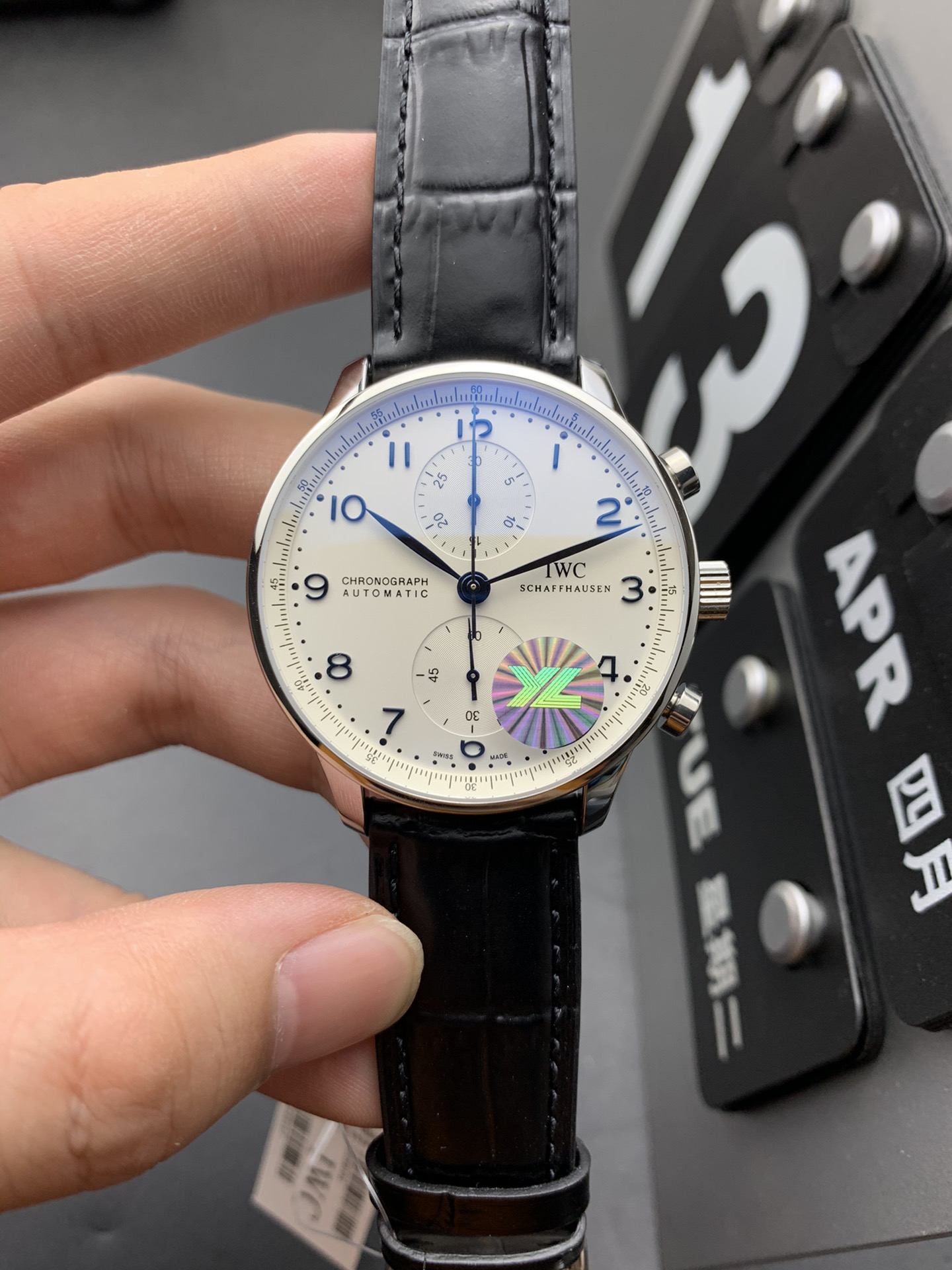 NO:944468,YL white surface blue needle Portuguese meter, actual shipment,19860909YL 白面蓝针葡计 出货实拍,,Watch