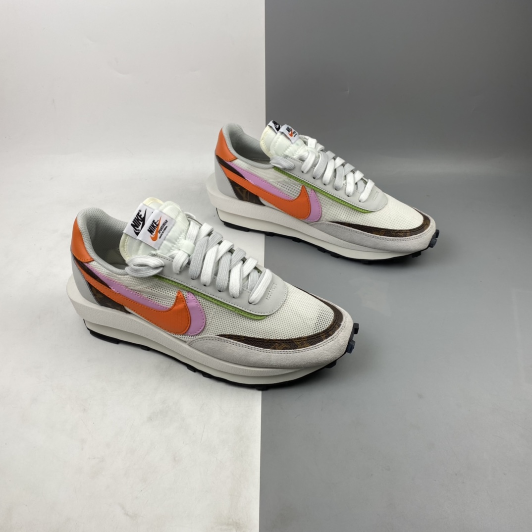 P190 Sacai x Nike LVD Waffle Daybreak 联名走秀款 网纱皮面拼接 双勾Swoosh跑步鞋 BV0076-002