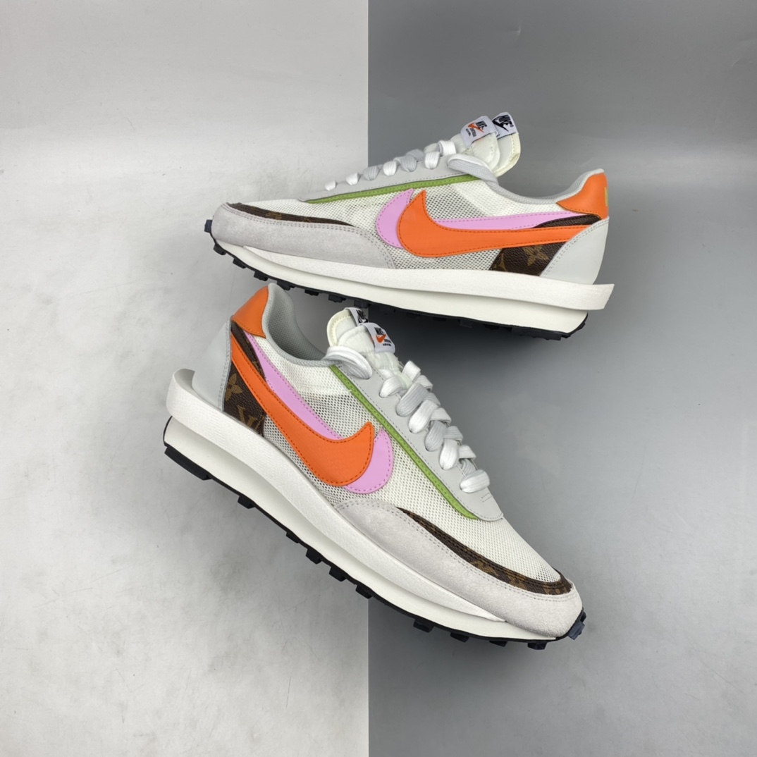 P190 Sacai x Nike LVD Waffle Daybreak 联名走秀款 网纱皮面拼接 双勾Swoosh跑步鞋 BV0076-002