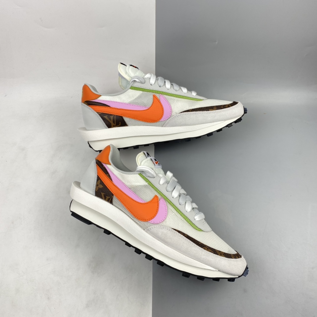 P190 Sacai x Nike LVD Waffle Daybreak 联名走秀款 网纱皮面拼接 双勾Swoosh跑步鞋 BV0076-002