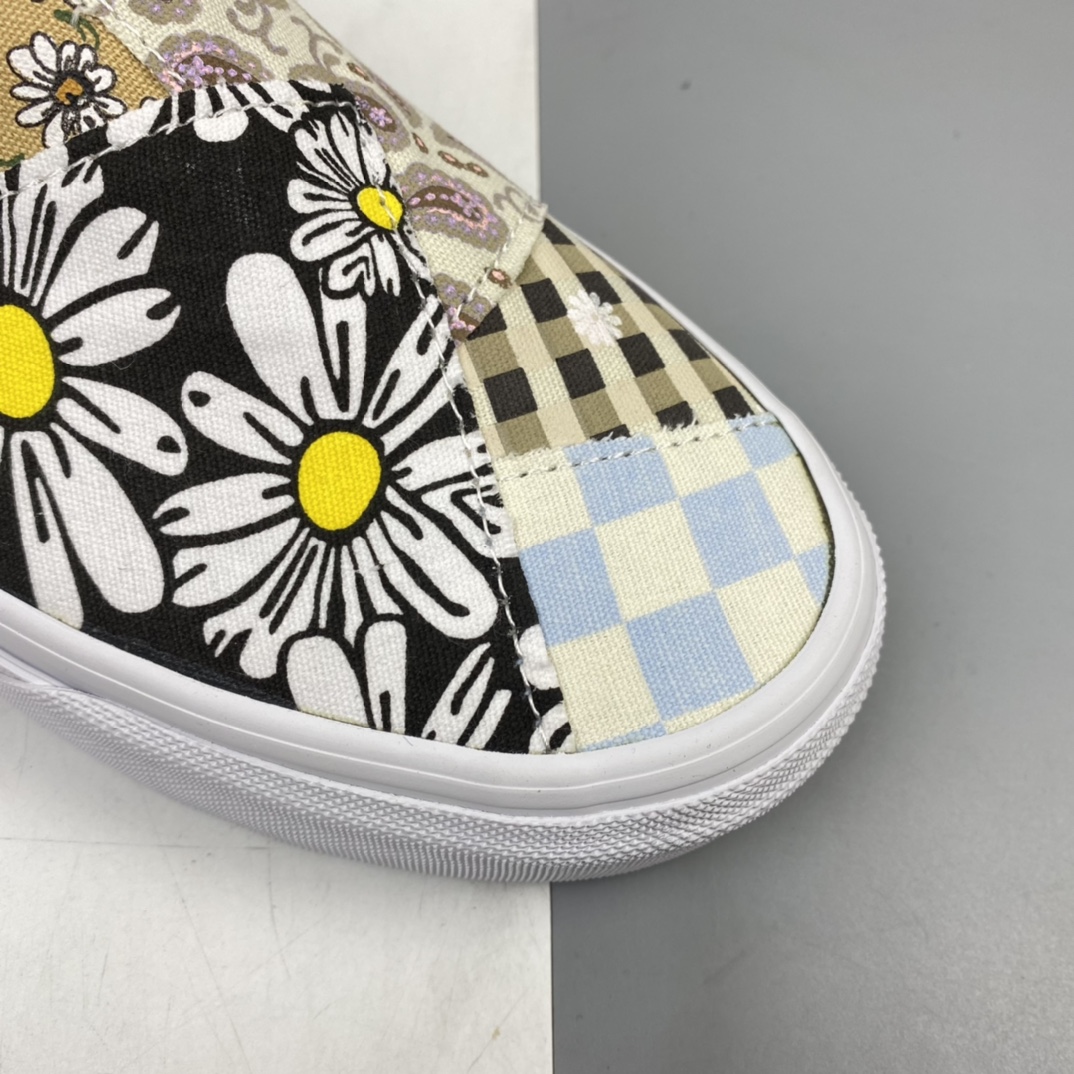 P150 Vans Slip On 复古限定白色腰果花 拼接不对称棋盘低帮板鞋 VN0A5A084201