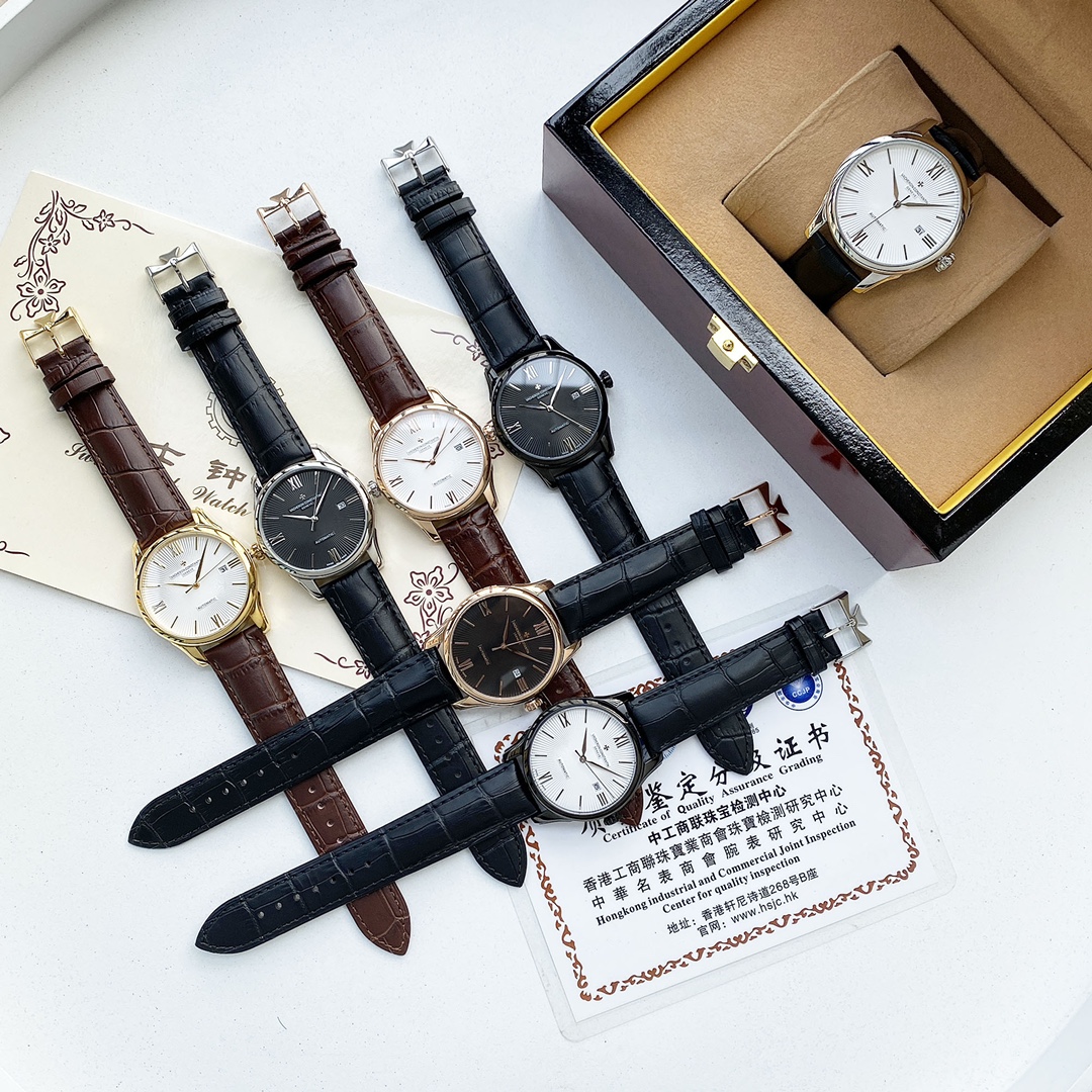 p360江诗丹顿 Vacheron Constantin精品男士腕表,经典大三针设计,尊贵大气,绅士风范,卓越品质,热卖全城。采用全自动机械机芯,顶级316精钢表壳,进口小牛皮表带,矿物质超强镜面,尺寸40-13 🚪