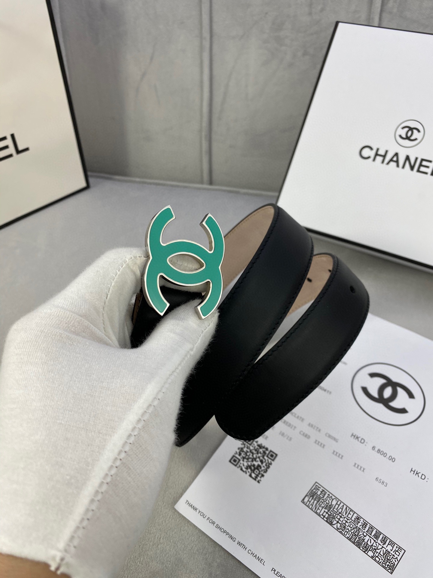  宽度3.0cm Chanel （香奈儿）女士经典款腰带皮带新款光滑内衬磨砂牛皮银色/精品磨胶钢扣