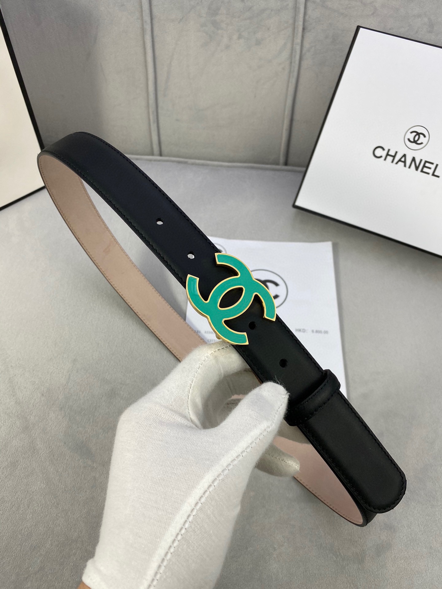  宽度3.0cm Chanel （香奈儿）女士经典款腰带皮带新款光滑内衬磨砂牛皮银色/精品磨胶钢扣