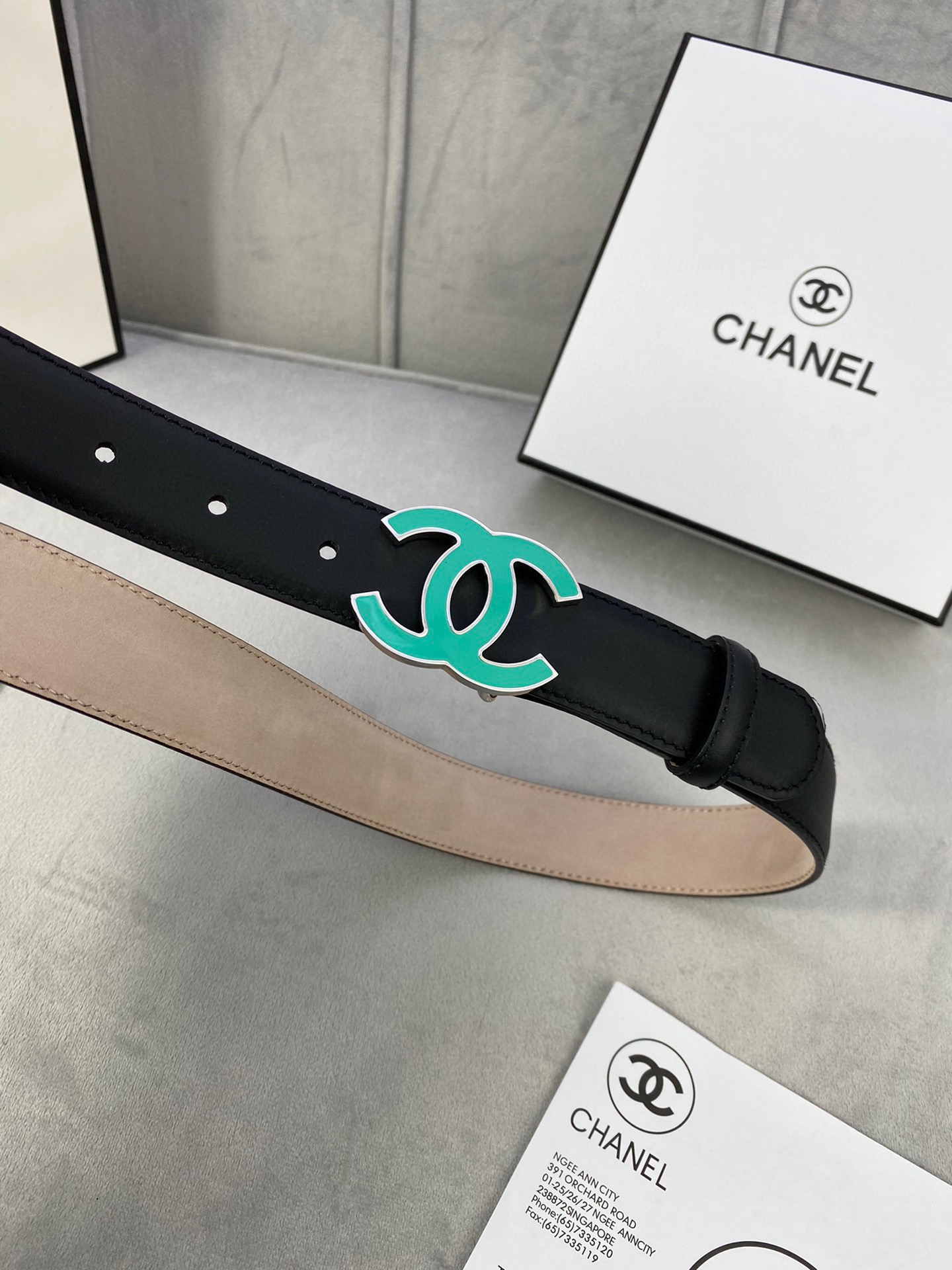  宽度3.0cm Chanel （香奈儿）女士经典款腰带皮带新款光滑内衬磨砂牛皮银色/精品磨胶钢扣