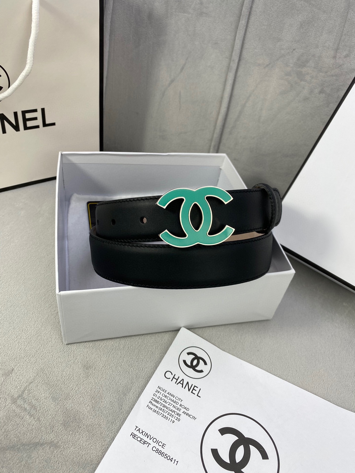  宽度3.0cm Chanel （香奈儿）女士经典款腰带皮带新款光滑内衬磨砂牛皮银色/精品磨胶钢扣