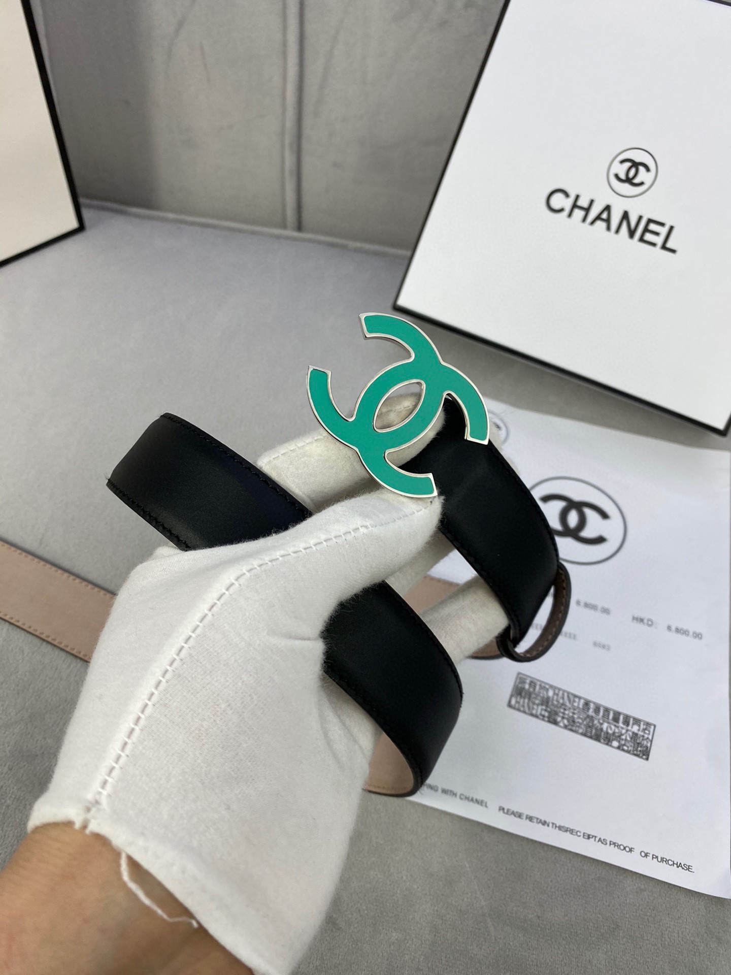  宽度3.0cm Chanel （香奈儿）女士经典款腰带皮带新款光滑内衬磨砂牛皮银色/精品磨胶钢扣