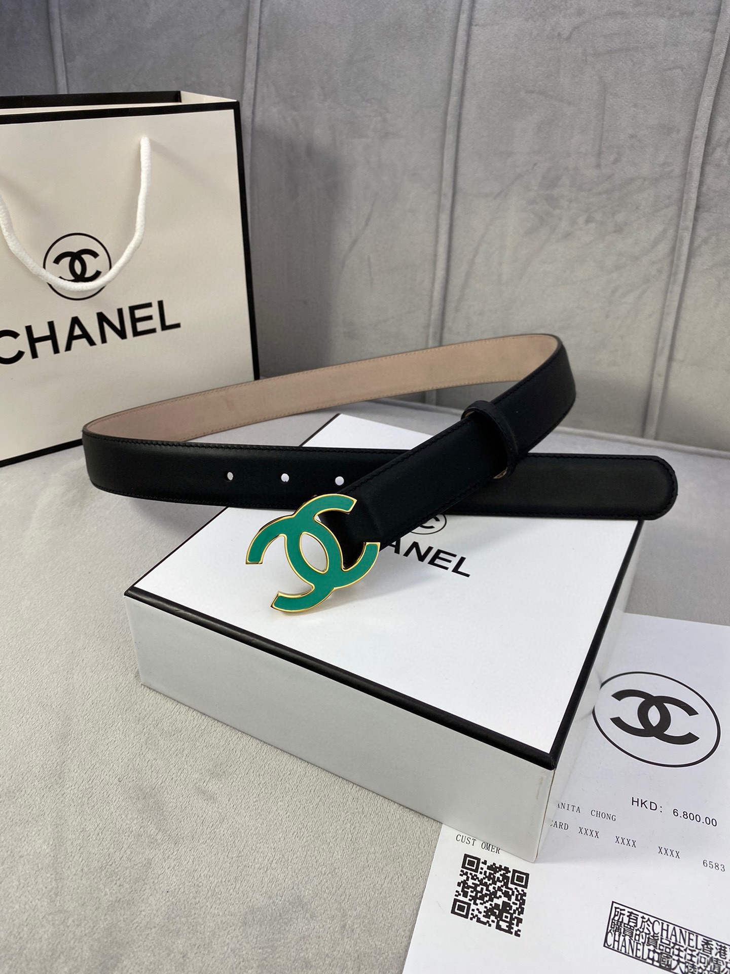  宽度3.0cm Chanel （香奈儿）女士经典款腰带皮带新款光滑内衬磨砂牛皮银色/精品磨胶钢扣