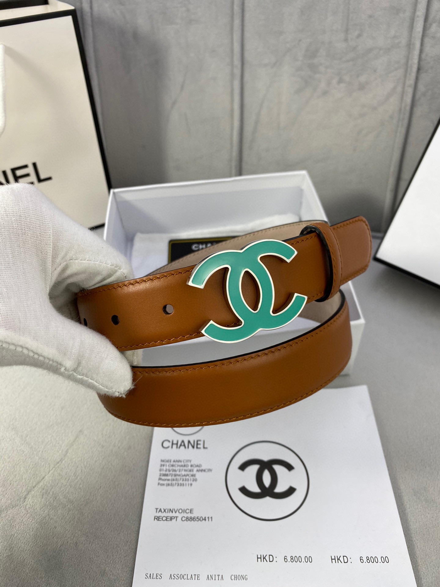  宽度3.0cm Chanel （香奈儿）女士经典款腰带皮带新款光滑内衬磨砂牛皮银色/精品磨胶钢扣