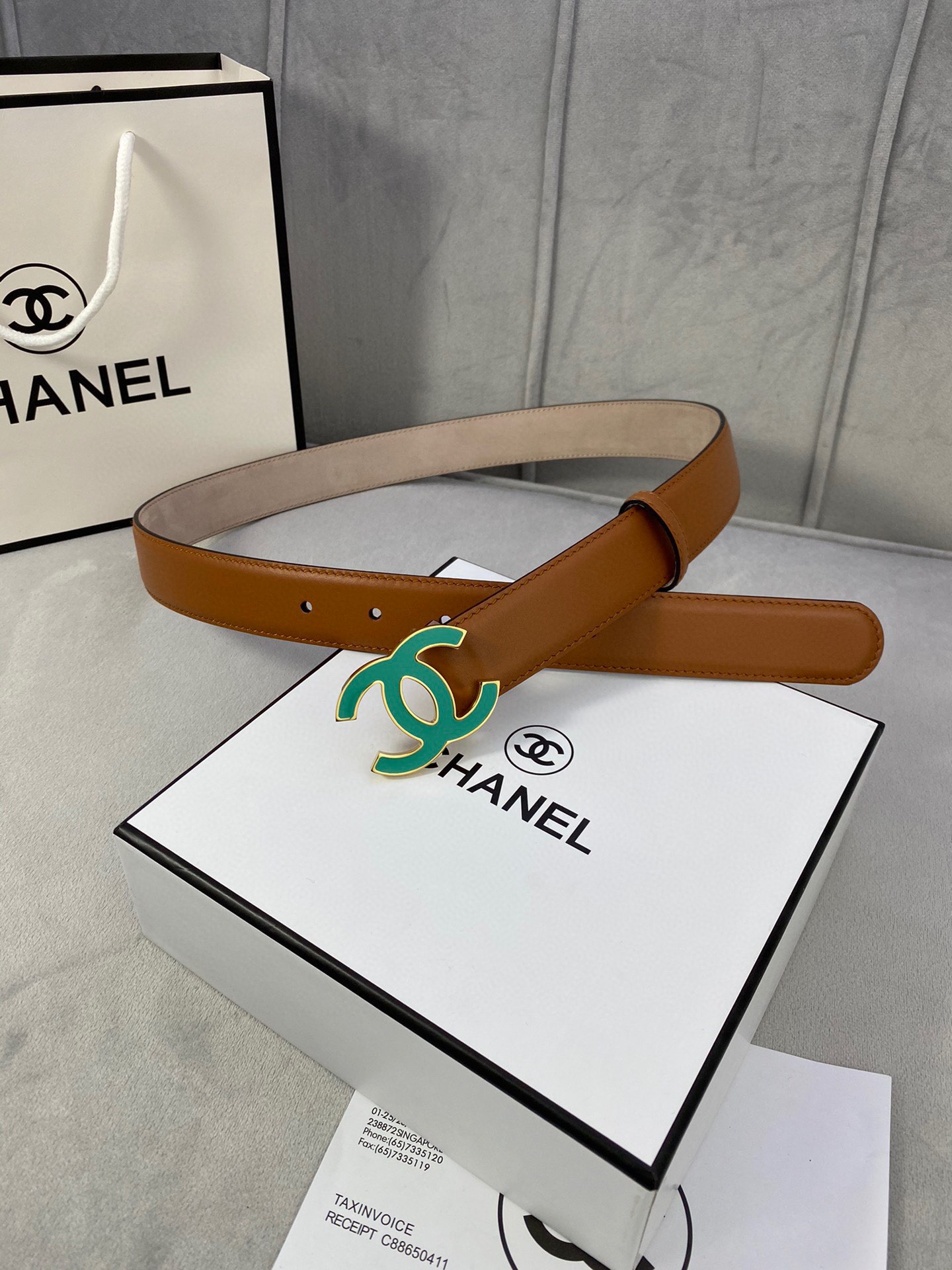  宽度3.0cm Chanel （香奈儿）女士经典款腰带皮带新款光滑内衬磨砂牛皮银色/精品磨胶钢扣