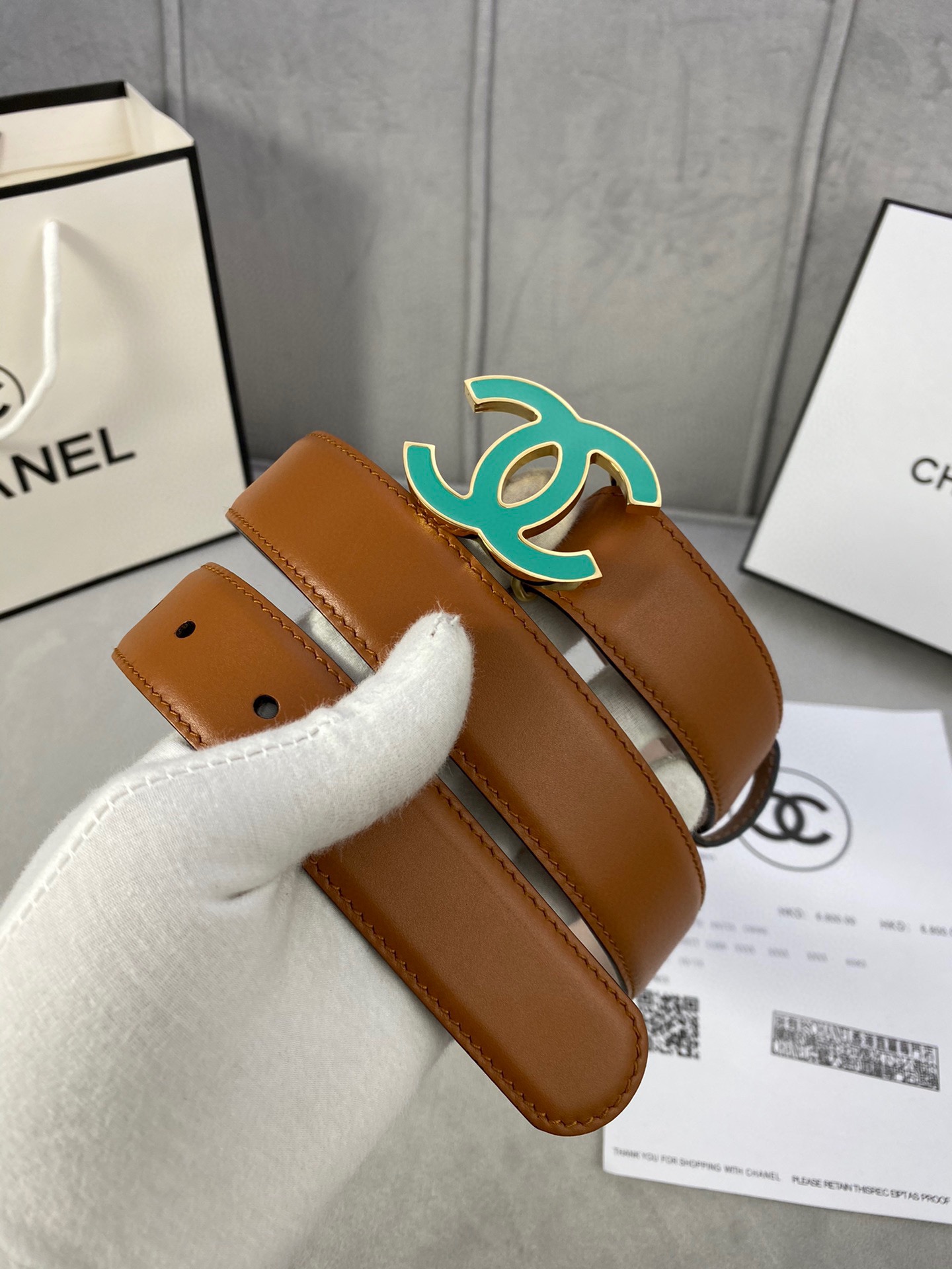  宽度3.0cm Chanel （香奈儿）女士经典款腰带皮带新款光滑内衬磨砂牛皮银色/精品磨胶钢扣