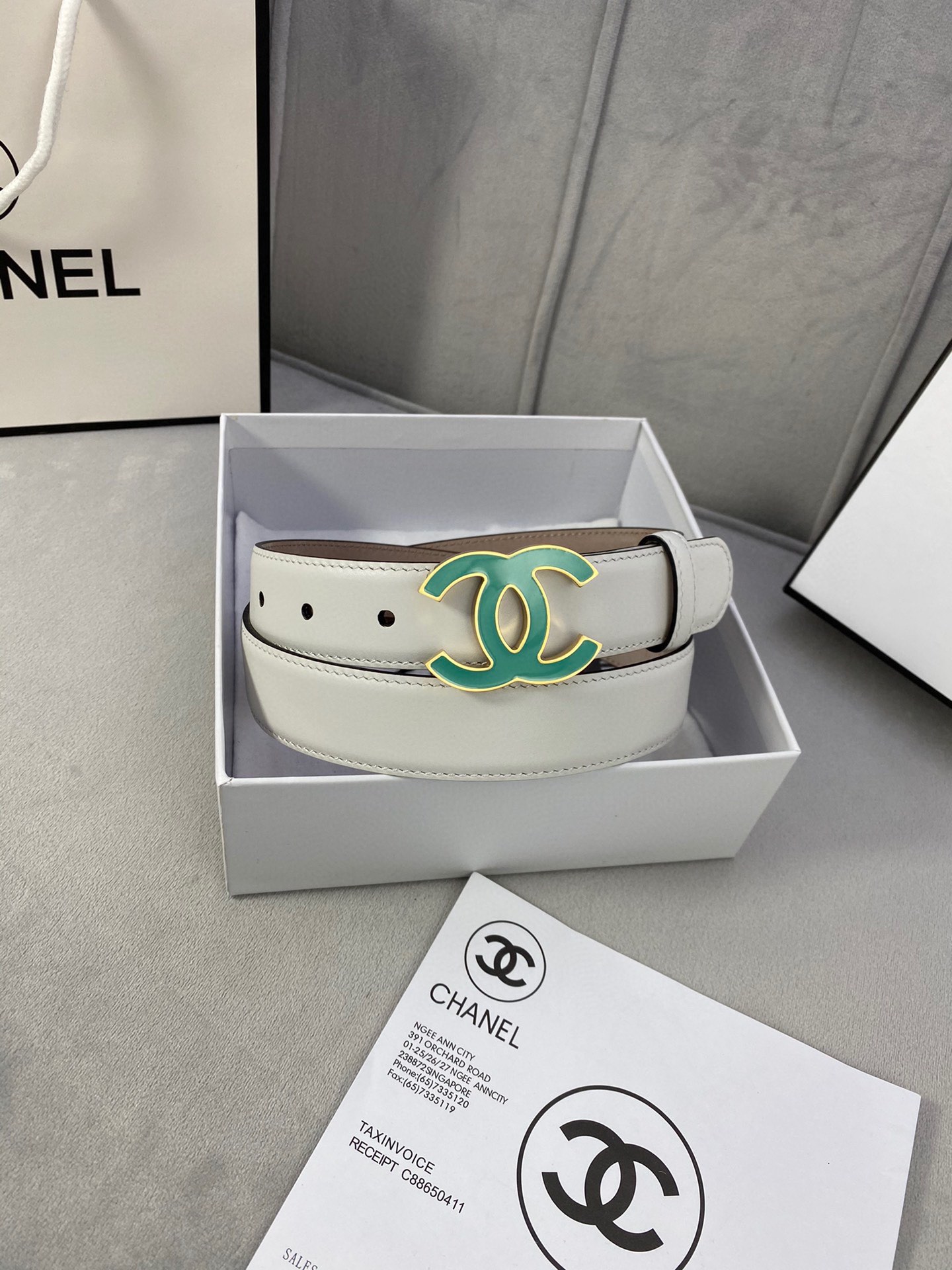  宽度3.0cm Chanel （香奈儿）女士经典款腰带皮带新款光滑内衬磨砂牛皮银色/精品磨胶钢扣