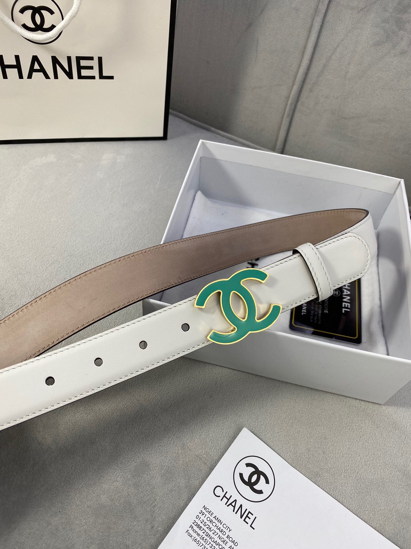  宽度3.0cm Chanel （香奈儿）女士经典款腰带皮带新款光滑内衬磨砂牛皮银色/精品磨胶钢扣