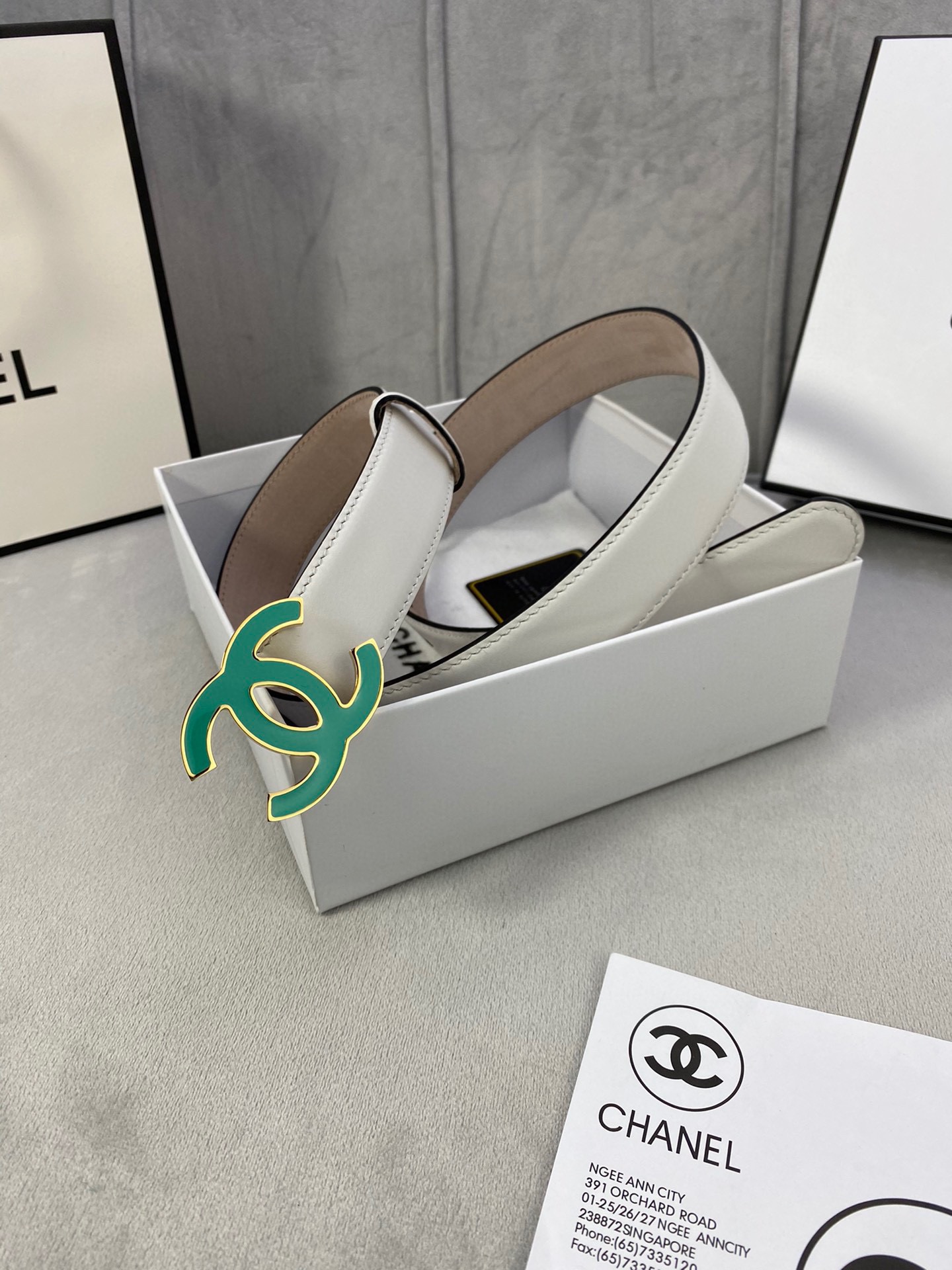  宽度3.0cm Chanel （香奈儿）女士经典款腰带皮带新款光滑内衬磨砂牛皮银色/精品磨胶钢扣