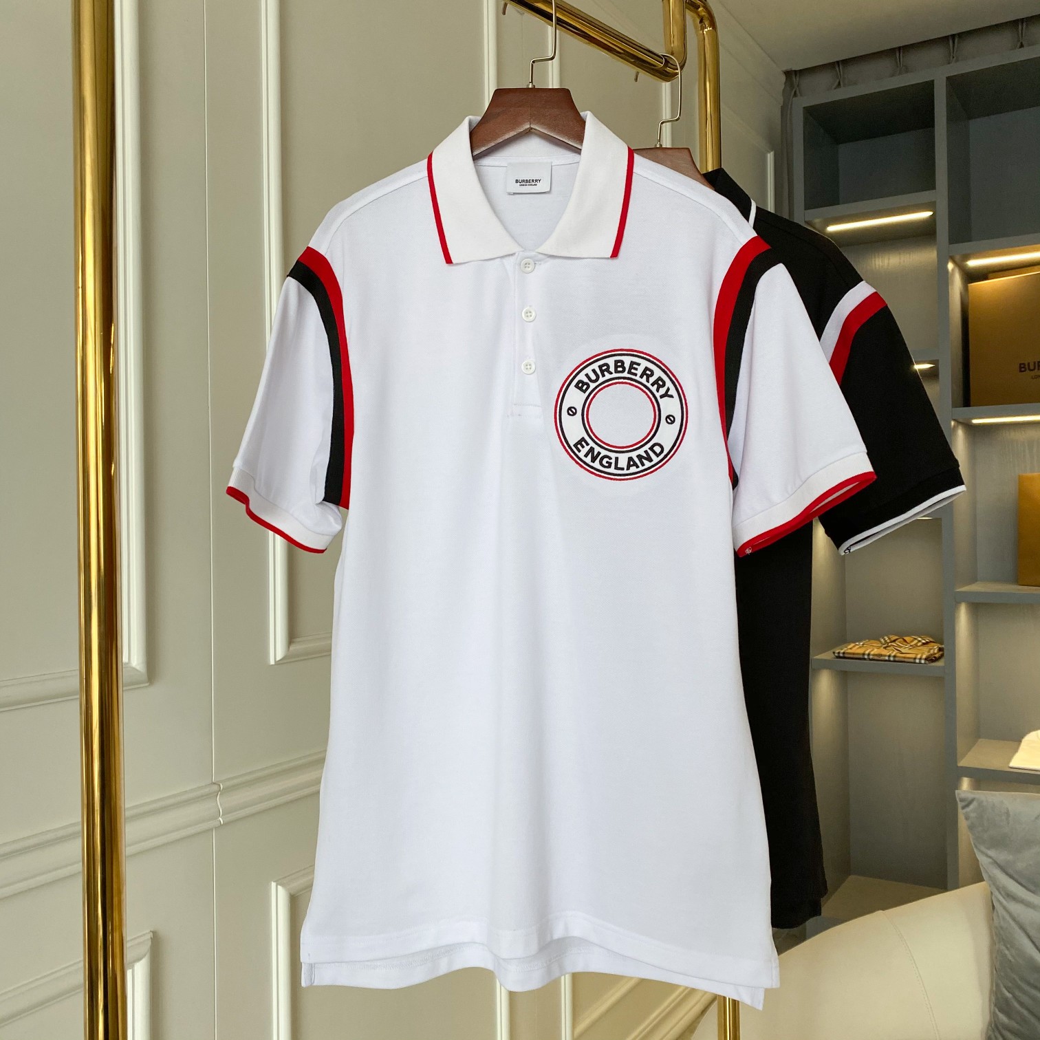 Burberry BBR 巴宝莉圆圈徽标刺绣织带棉质polo衫