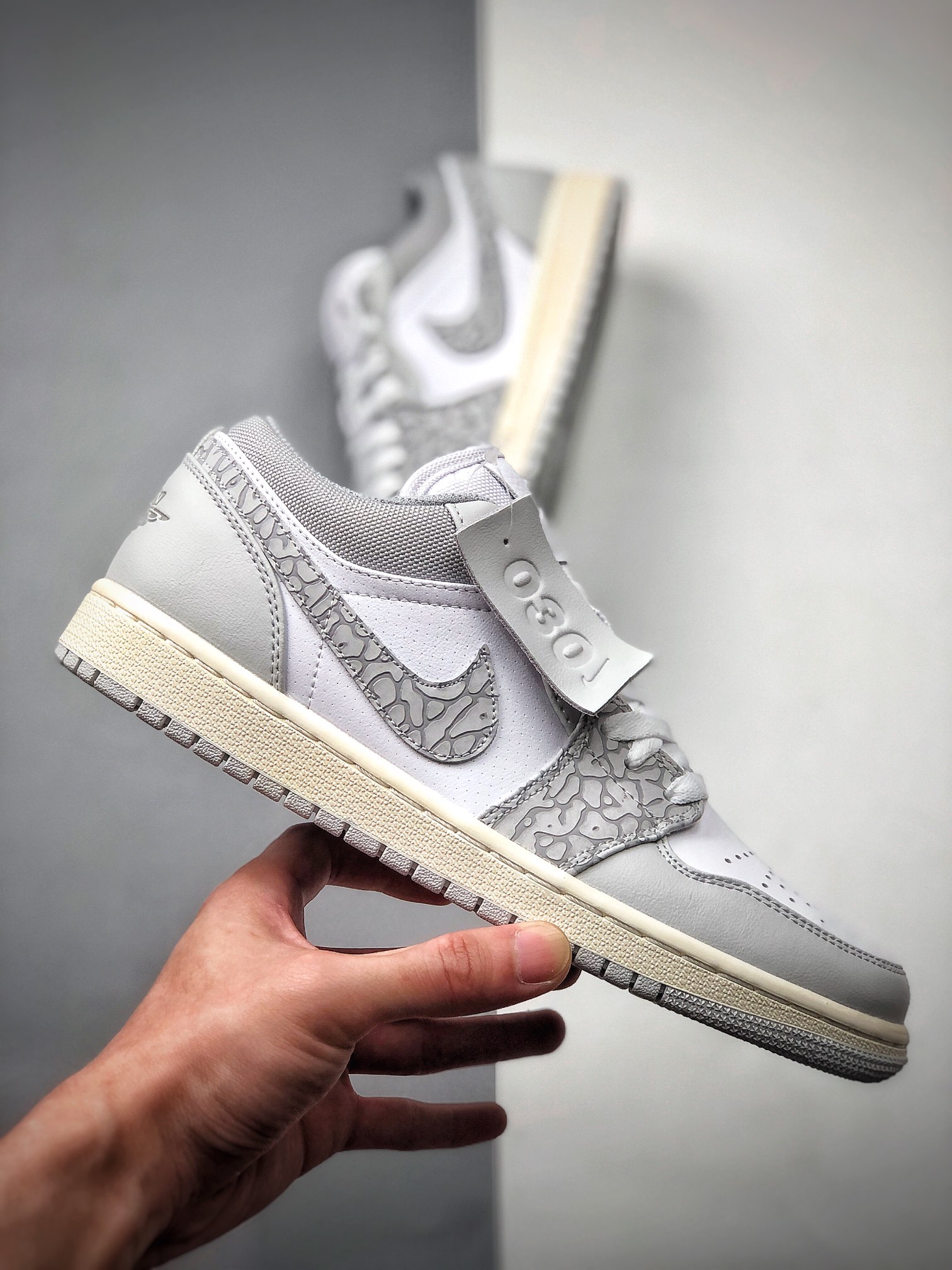 220 Nike Air Jordan 1 Low PRM”Elephant Print” xfAJ1乔丹一代低帮经典复古文化休闲运动篮球鞋“白灰爆裂纹”  DH4269-100