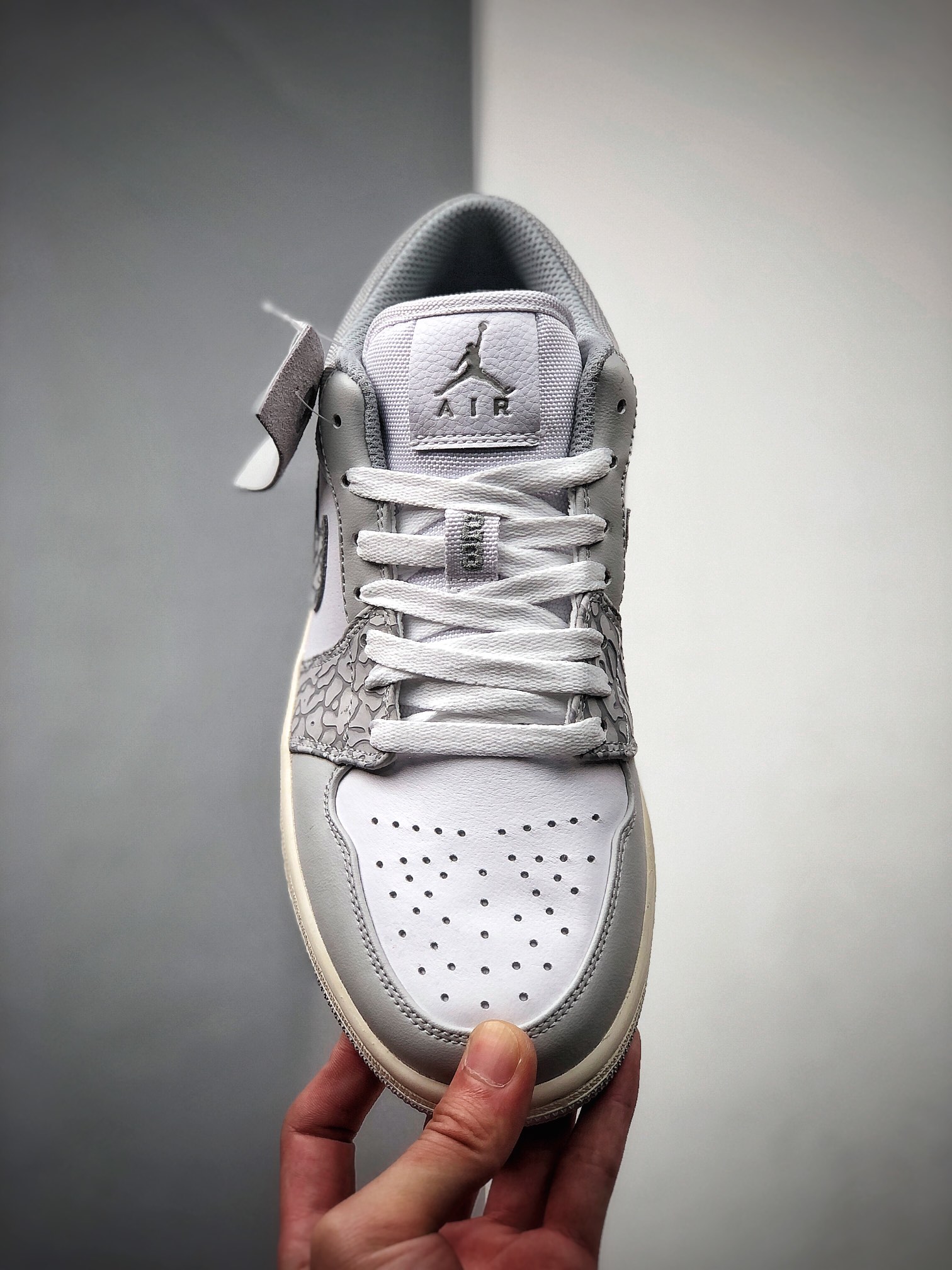 220 Nike Air Jordan 1 Low PRM”Elephant Print” xfAJ1乔丹一代低帮经典复古文化休闲运动篮球鞋“白灰爆裂纹”  DH4269-100
