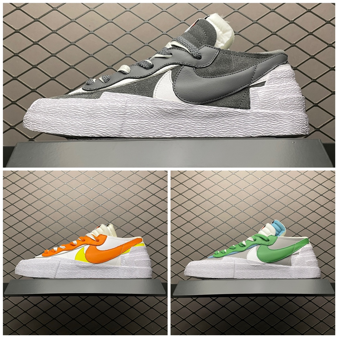 400 纯原版本 Sacai X Nike Blazer Low 解构双勾走秀 联名款开拓者低帮休闲板鞋 DD1877-001