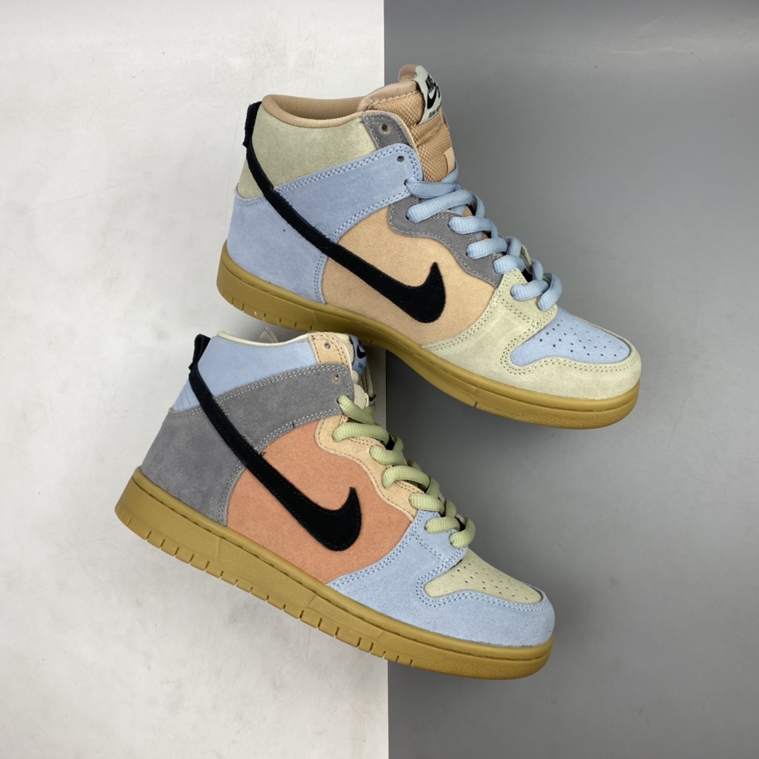 P360 Nike Dunk SB High Spectrum 蓝橙拼接 生胶彩蛋 高帮男子休闲运动板鞋 CN8345-001