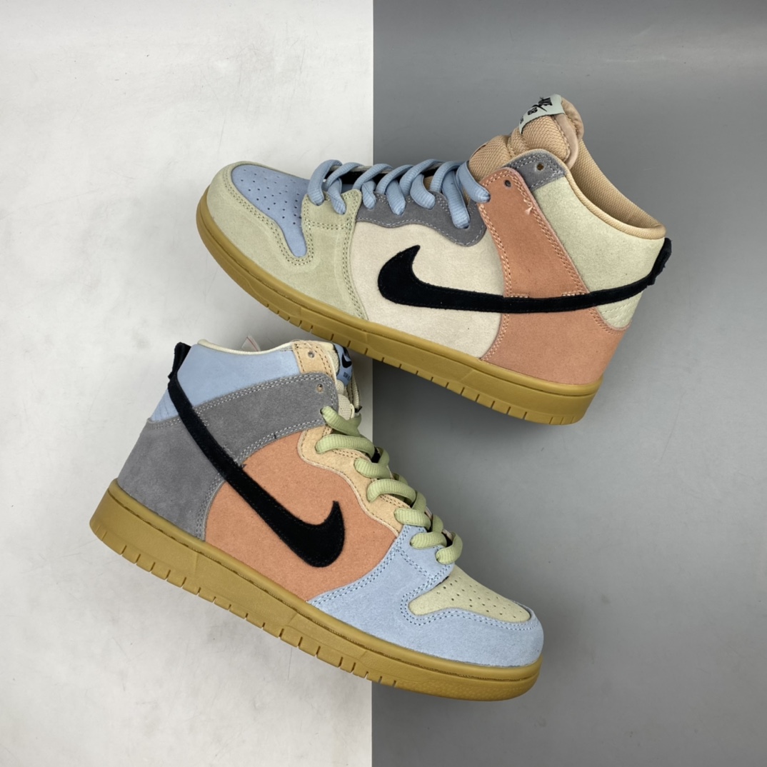 P360 Nike Dunk SB High Spectrum 蓝橙拼接 生胶彩蛋 高帮男子休闲运动板鞋 CN8345-001