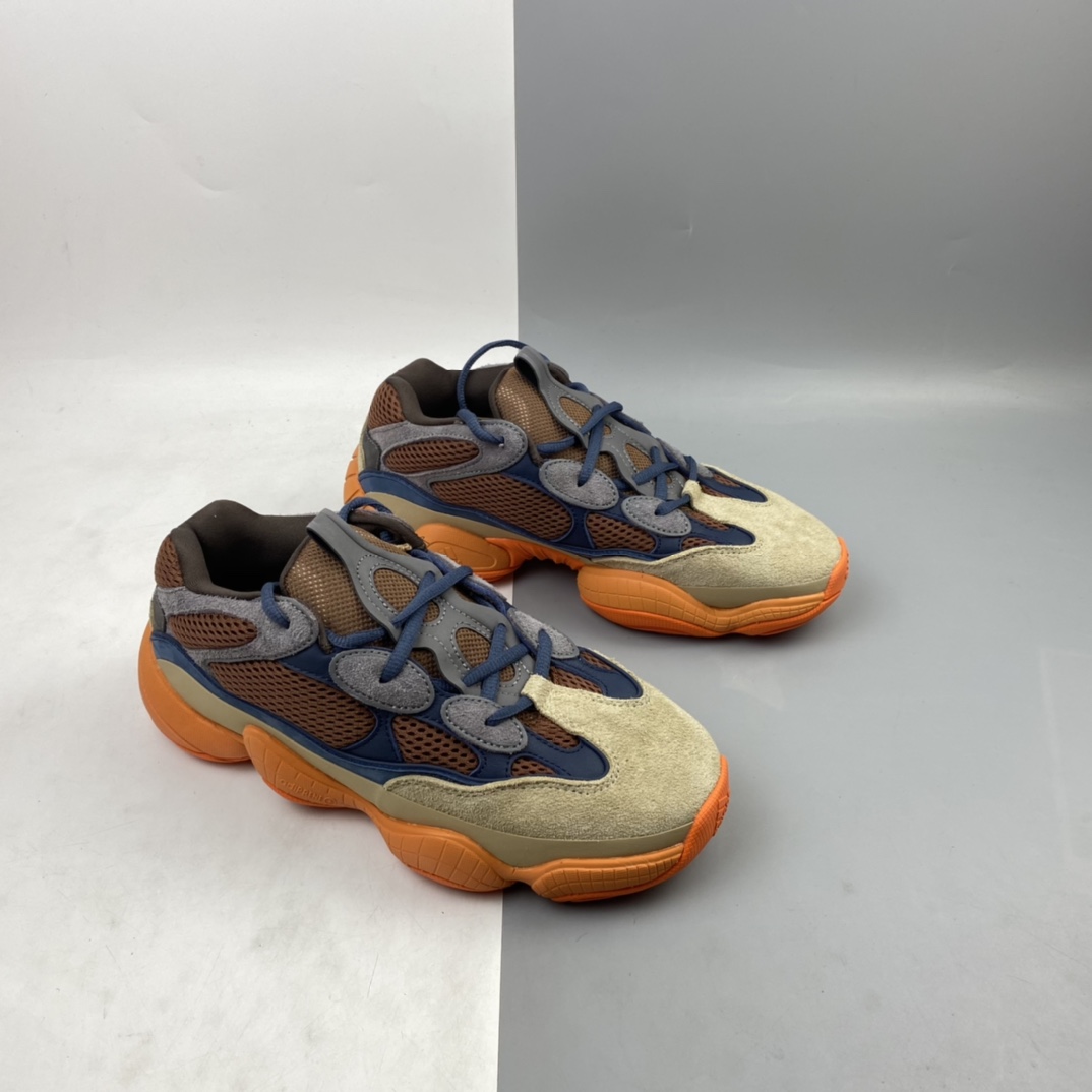 P300 Adidas Yeezy 500 Blush 椰子500侃爷 复古老爹鞋/咖蓝 黄橙 拼色 GZ5541