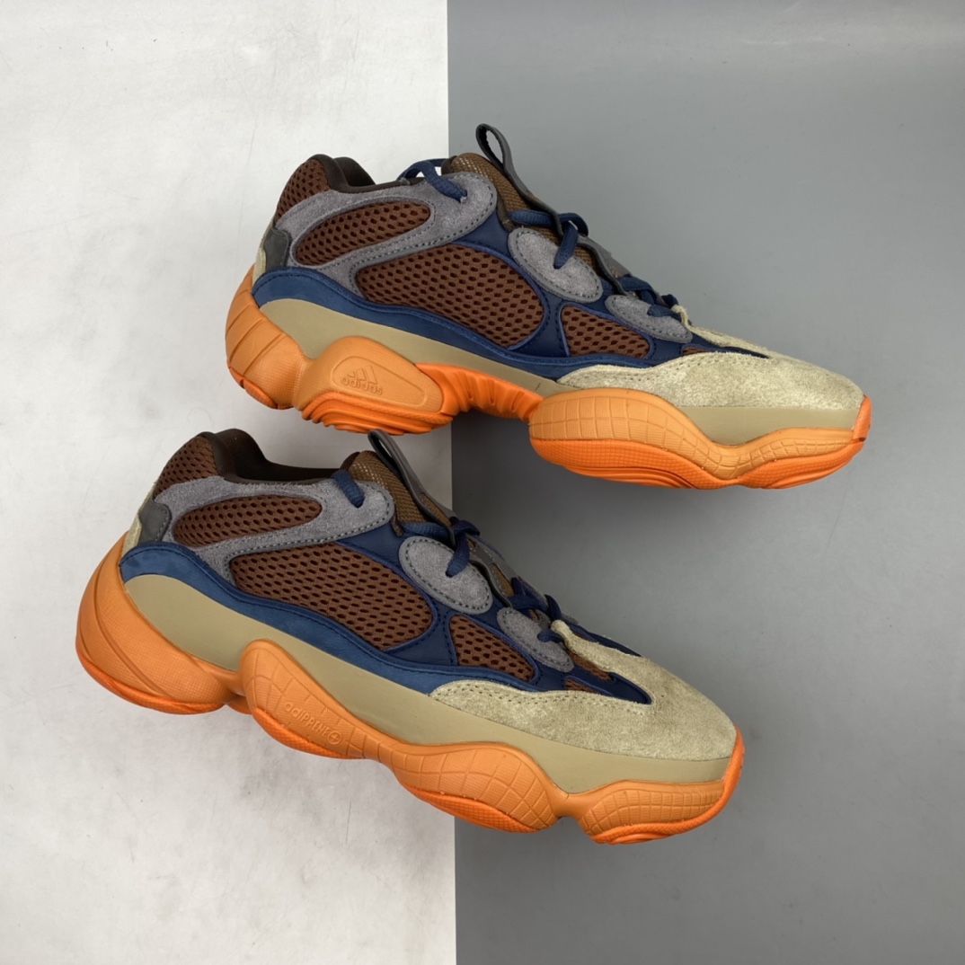 P300 Adidas Yeezy 500 Blush 椰子500侃爷 复古老爹鞋/咖蓝 黄橙 拼色 GZ5541