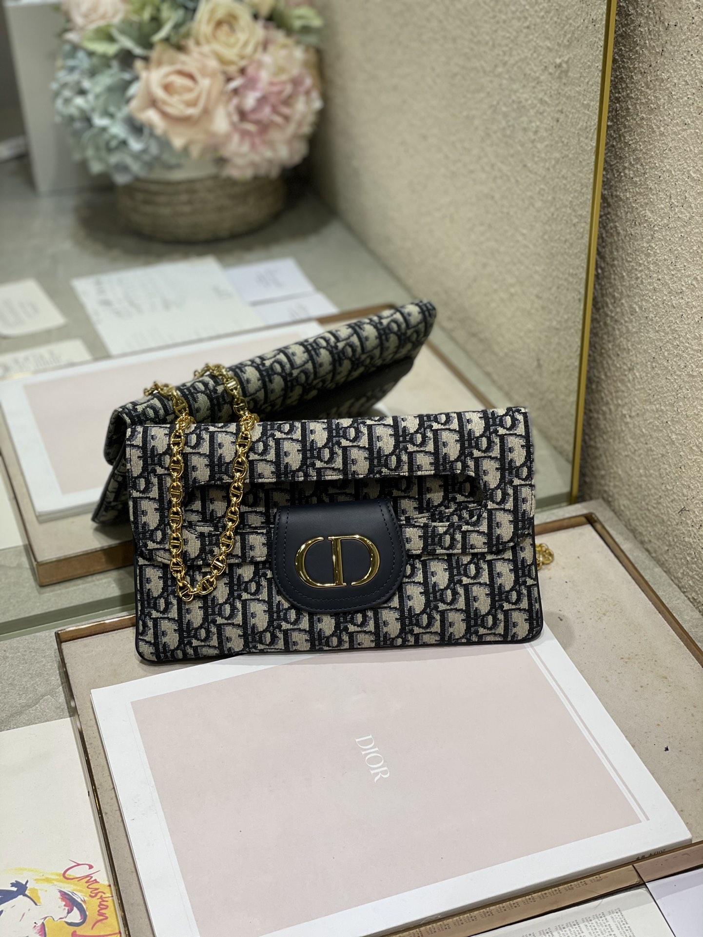 DiorDouble Bag Long Rectangle Magnetic Flap Chain Link Shoulder Strap