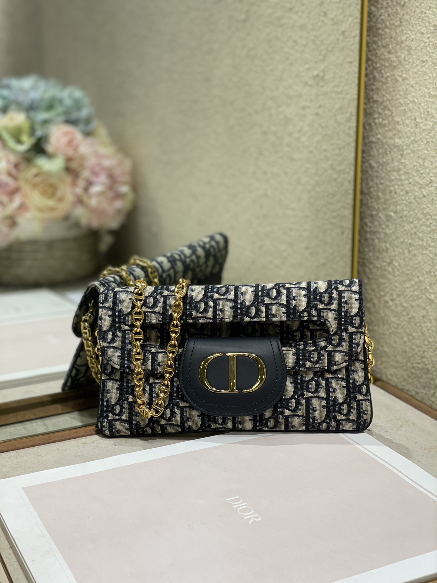 DiorDouble Bag Long Rectangle Magnetic Flap Chain Link Shoulder Strap