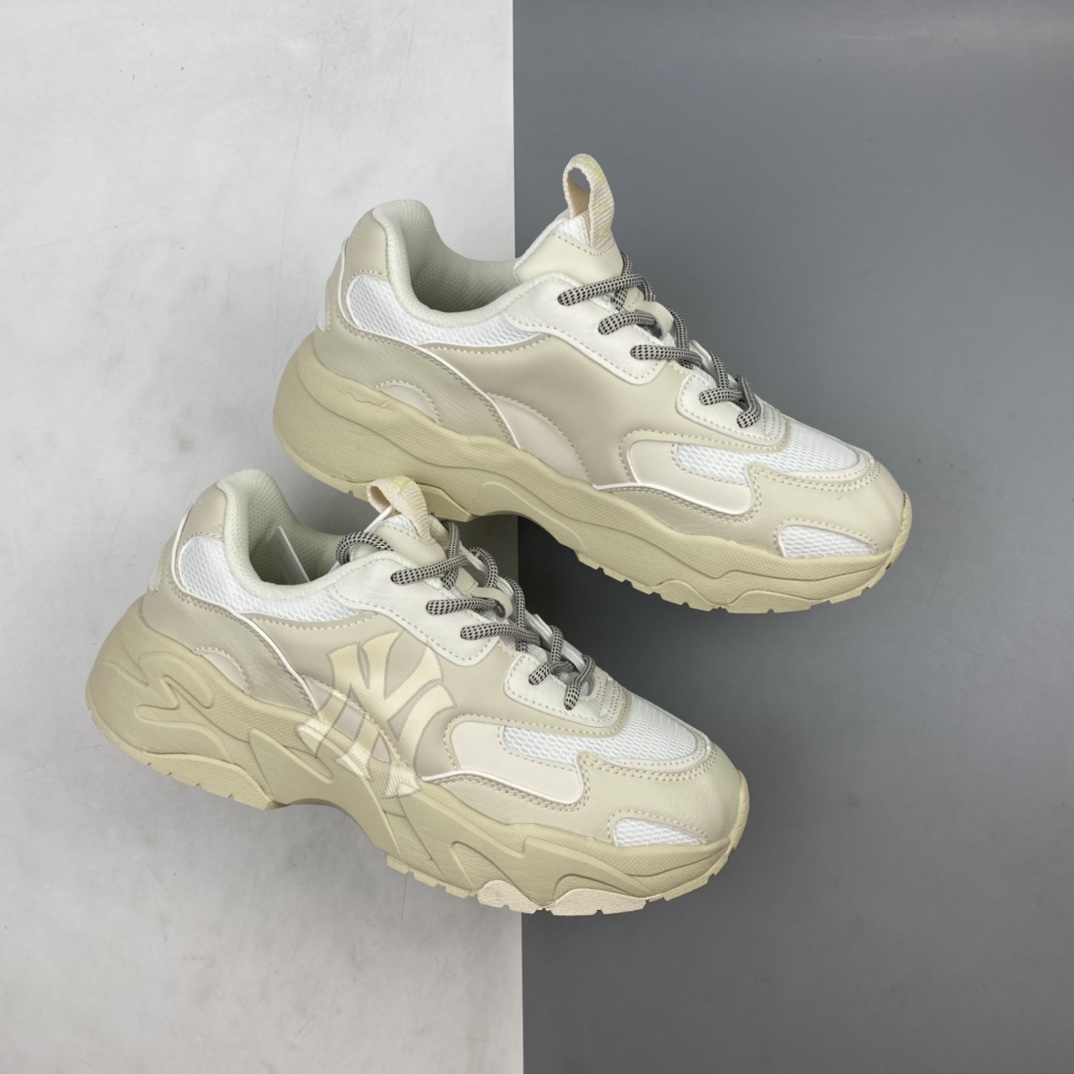 P200 Korea韩国SS19限定发售NY美国榄球洋基队限定 x MLB Big BallCHUNKY Lite厚底老爹厚底休闲运动慢跑鞋 32SHC3111象牙色