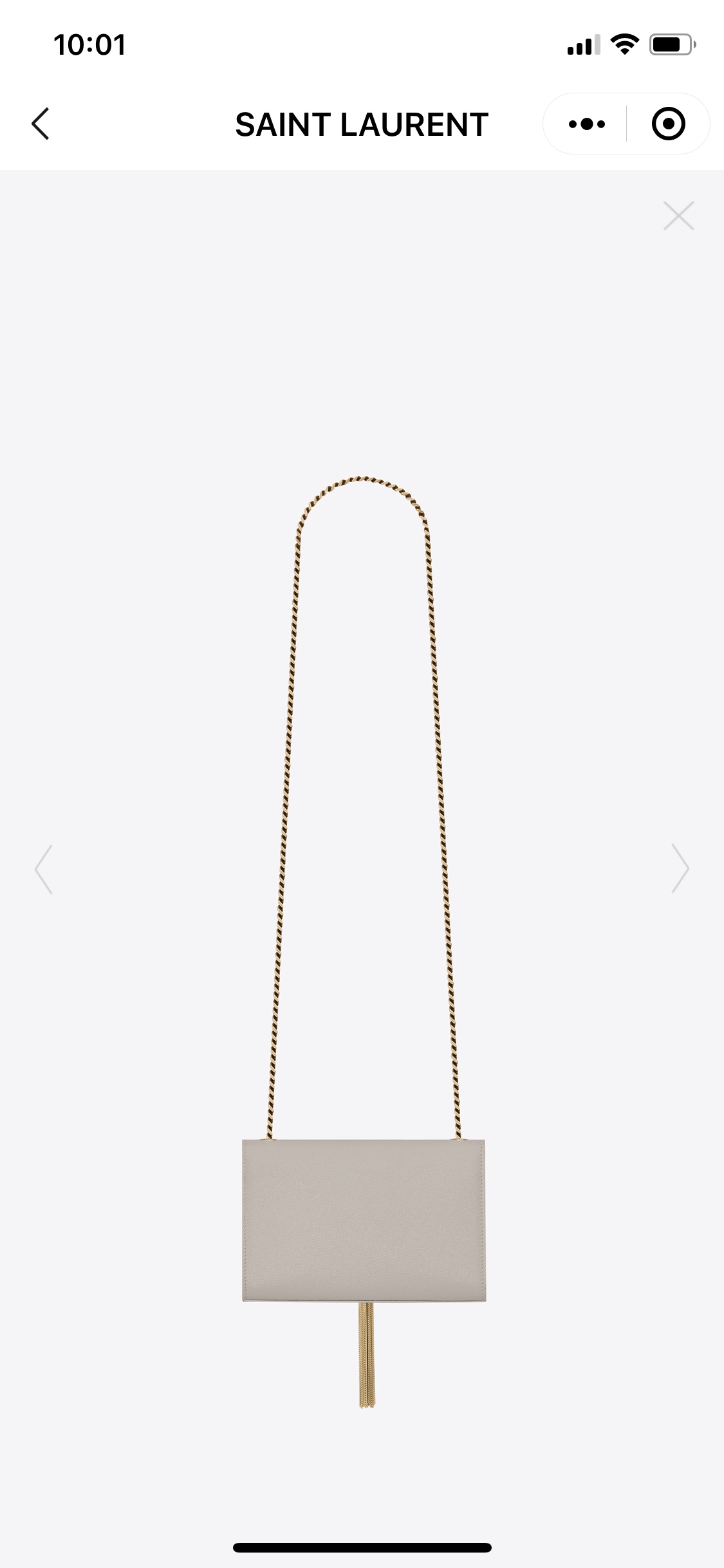 YSL 𝐊𝐚𝐭𝐞 20𝐜𝐦 球纹流苏链条包 474366白色/金扣