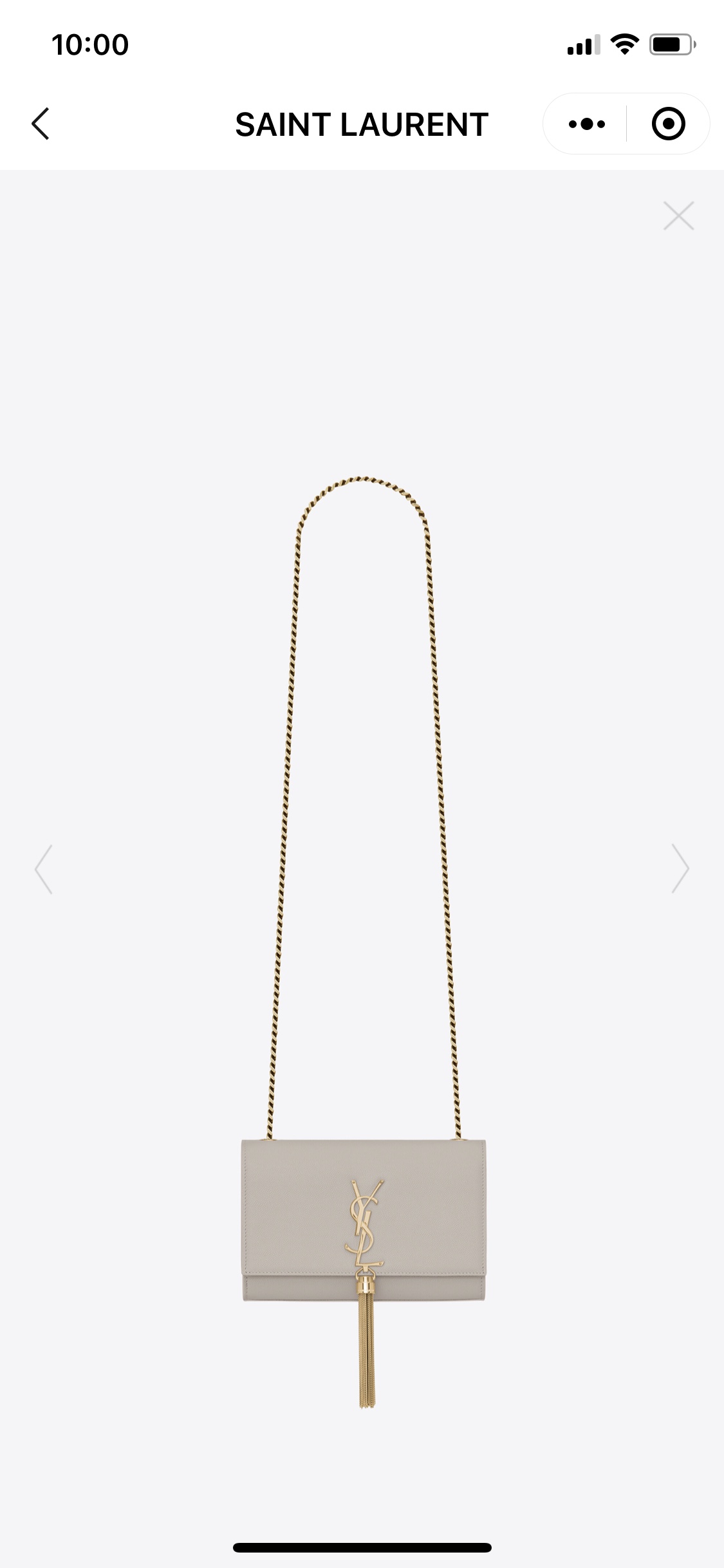 YSL 𝐊𝐚𝐭𝐞 20𝐜𝐦 球纹流苏链条包 474366白色/金扣