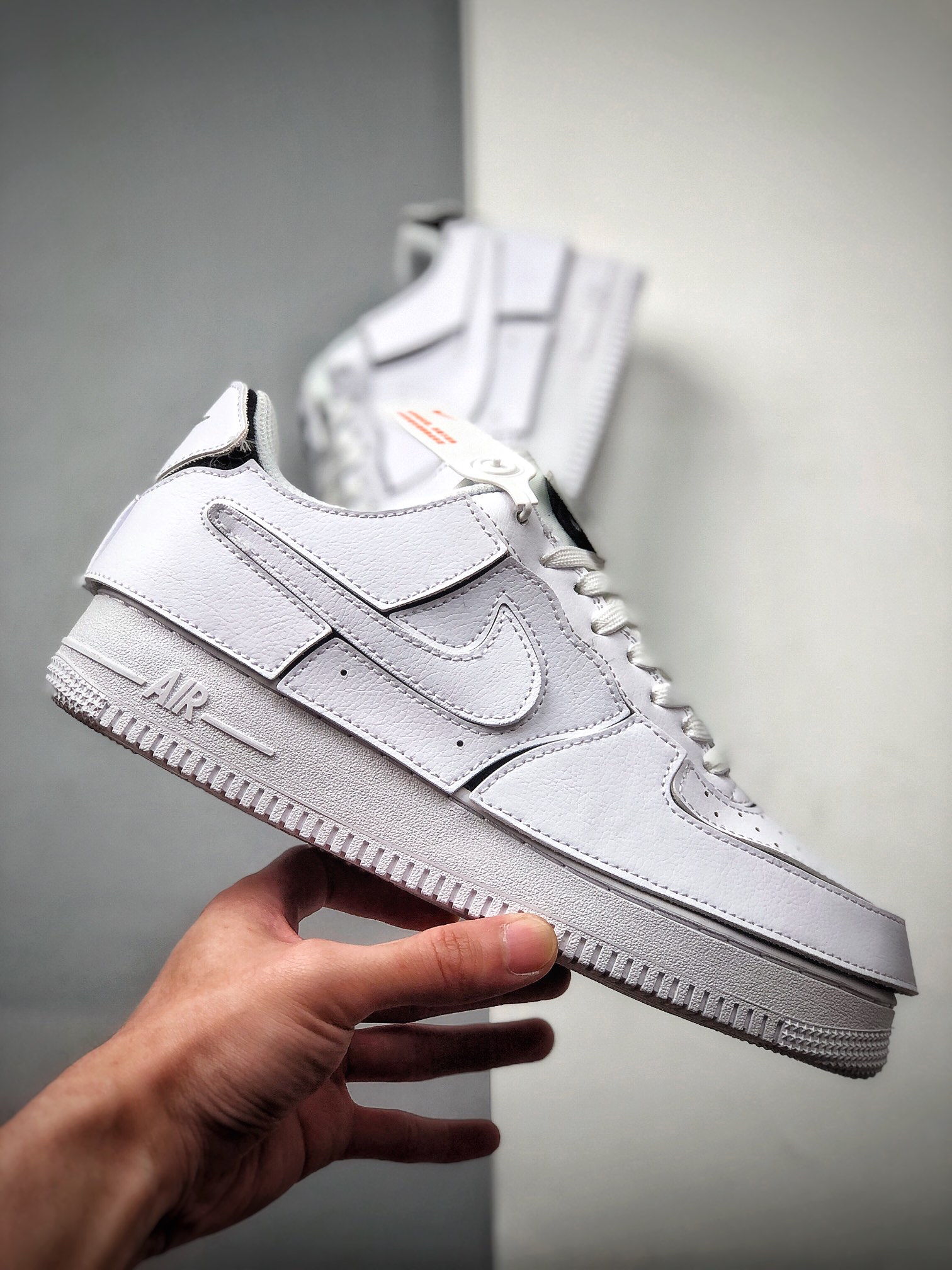 240  Nike Air Force 1 Low AF1/1 纯白橙 DIY拆卸拼接魔术贴  CZ5093-100