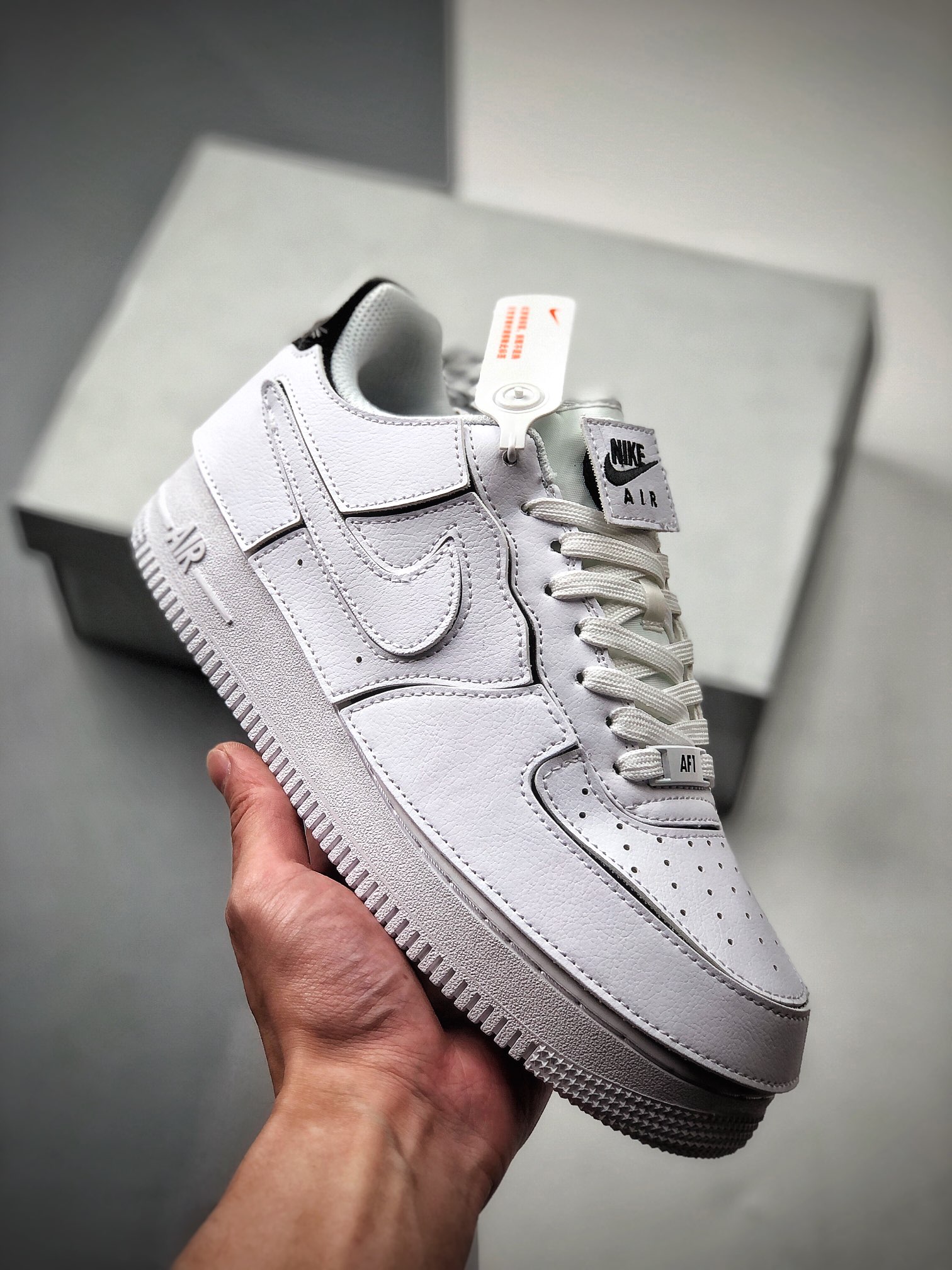 240  Nike Air Force 1 Low AF1/1 纯白橙 DIY拆卸拼接魔术贴  CZ5093-100