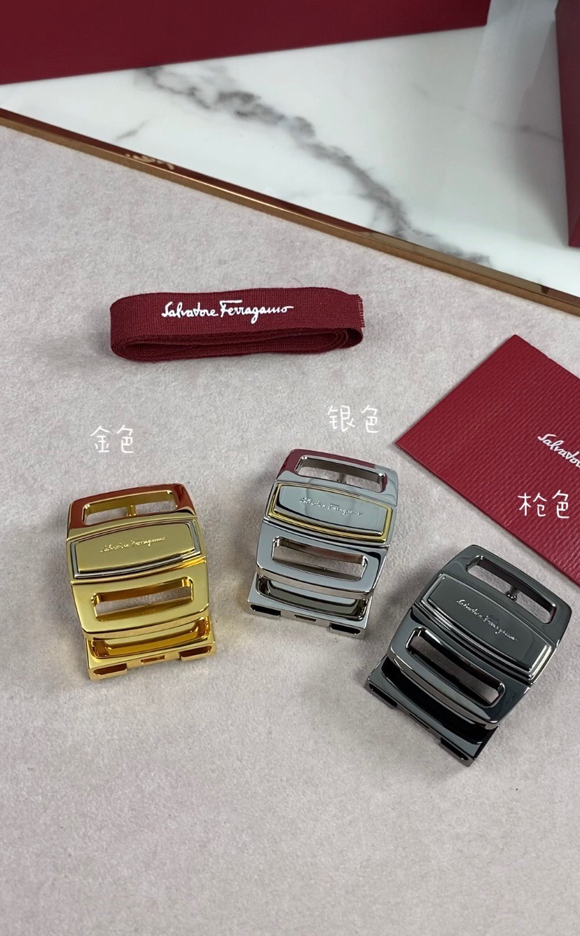 [Ferragamo Belts]Gold and silver spear