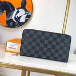 Louis Vuitton Wallet Black Grid Canvas N63076