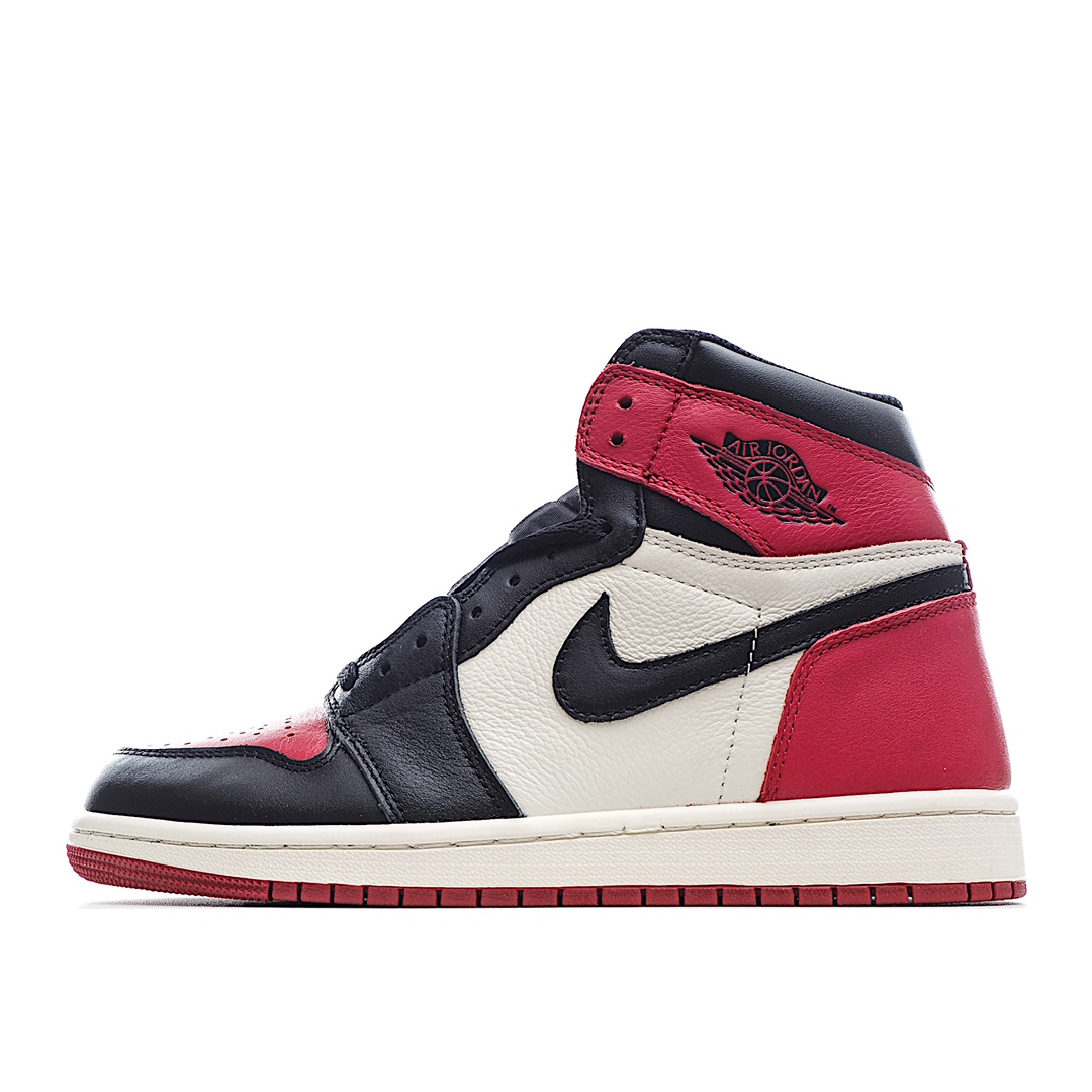 全头层 H0  Air Jordan 1 Retro “Bred Toe” 黑红脚趾